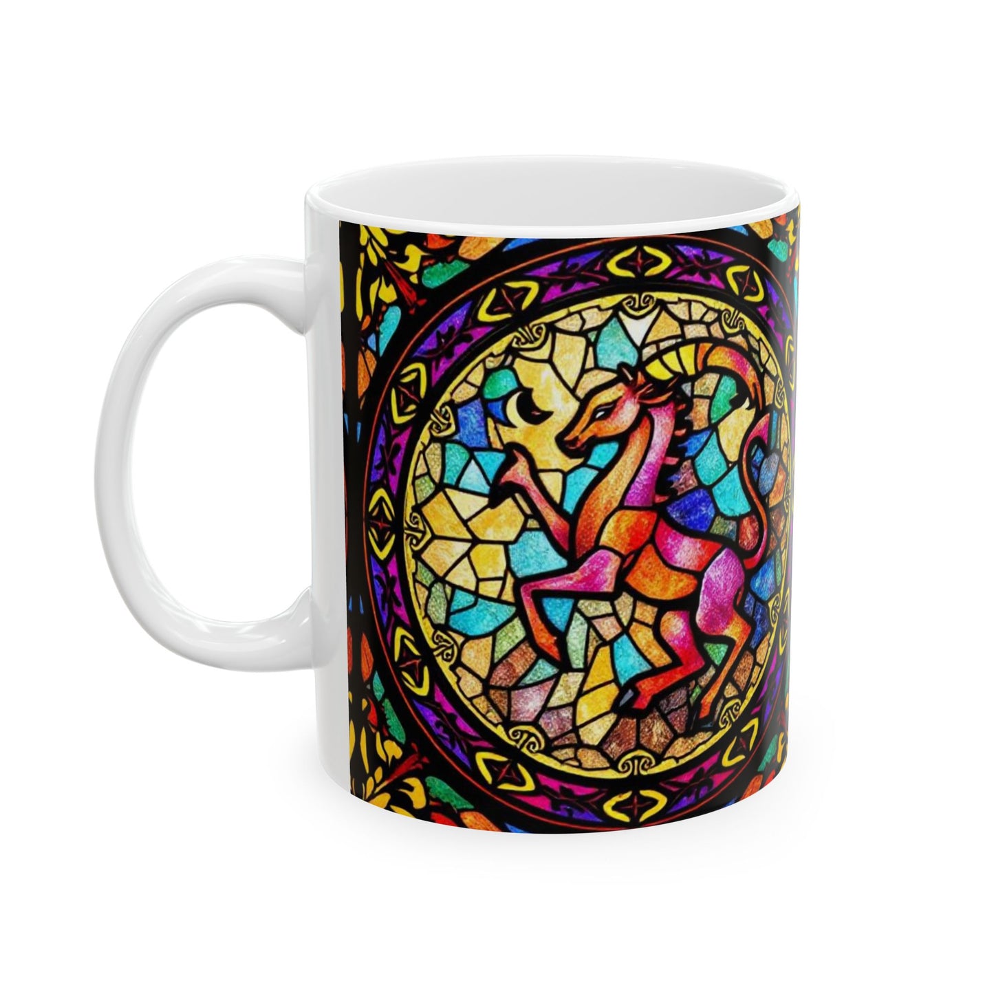Ceramic Mug, (11oz, 15oz), Ceramic Coffee Mug, AOP, Glass Design v1, Aries Zodiac