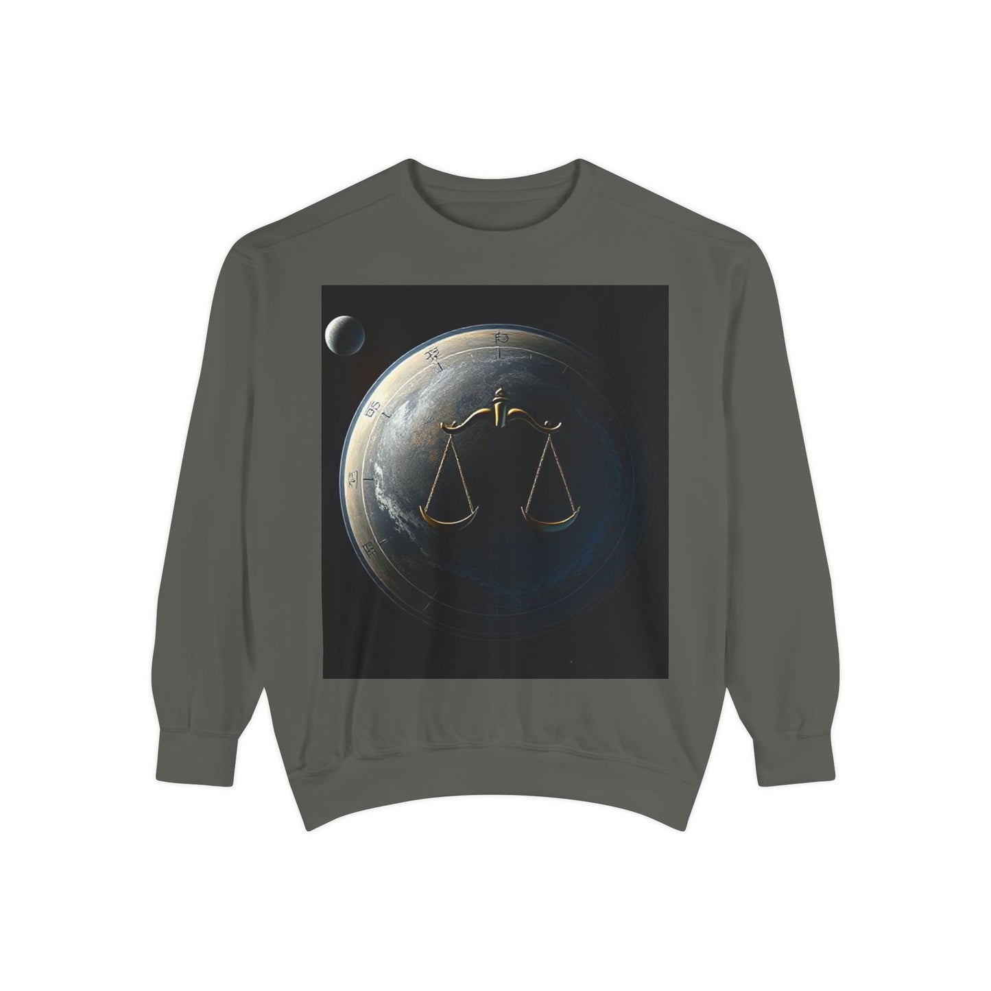 Garment-Dyed Sweatshirt, Unisex, Space Animal Design, Libra