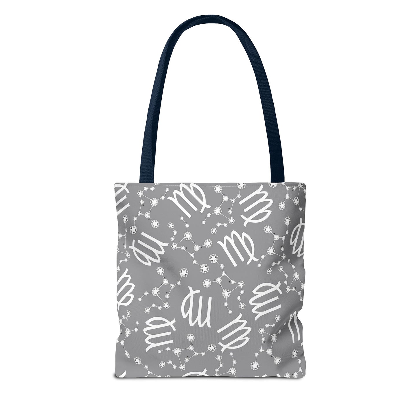 Tote Bag, Virgo Zodiac Sign, AOP, (Grey, White)