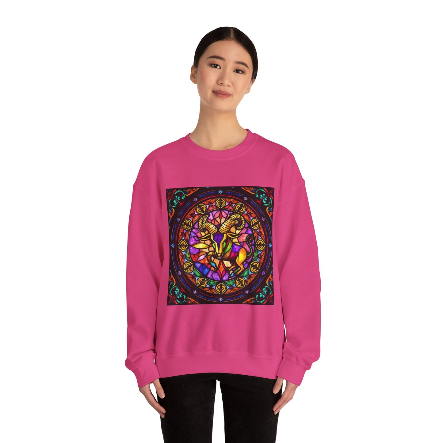 Unisex Heavy Blend™ Crewneck Sweatshirt, Glass 1, Taurus Zodiac Design