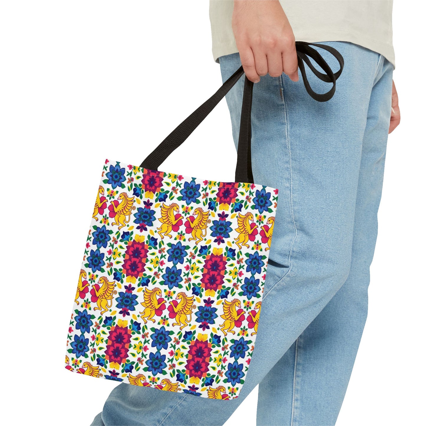 Tote Bag (AOP), Gemini, Zodiac, Flower Pattern