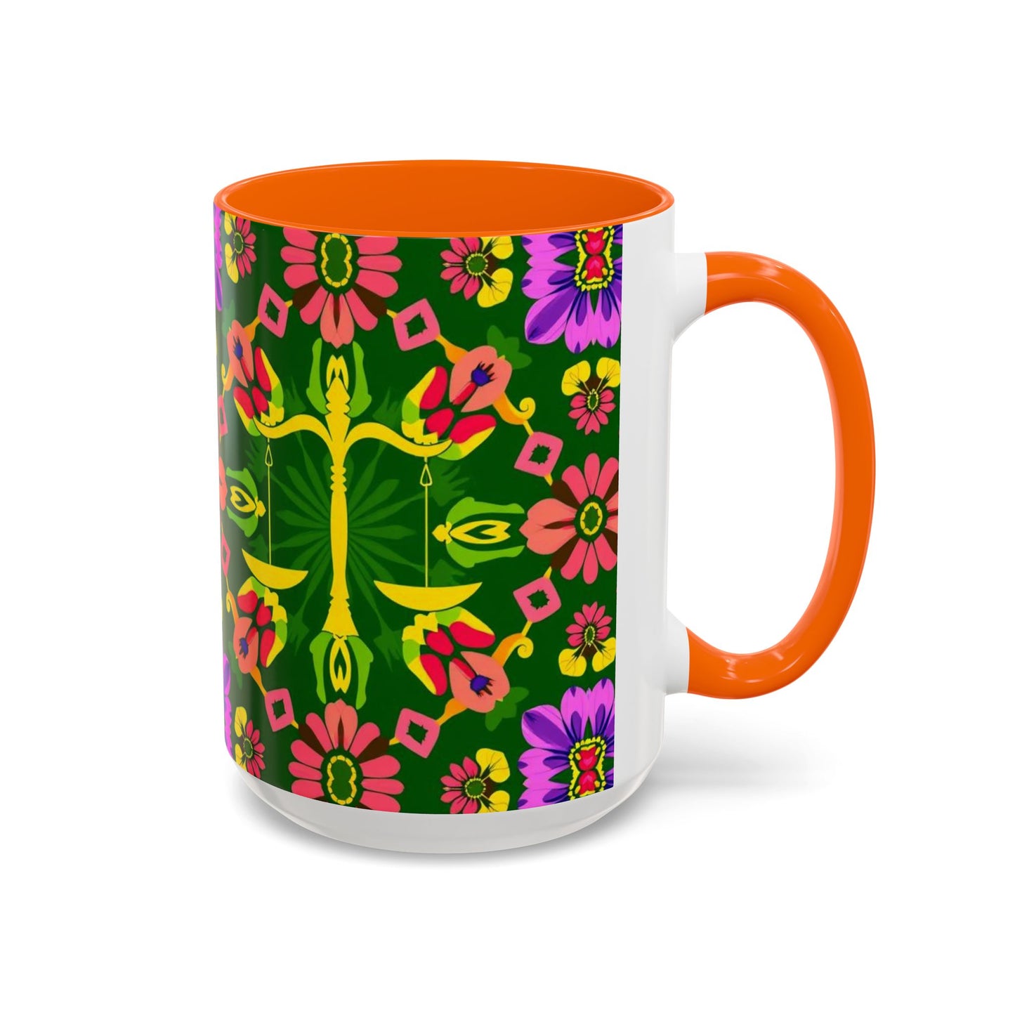 Accent Coffee Mug, Libra, Zodiac, Flower Pattern, (11, 15oz)