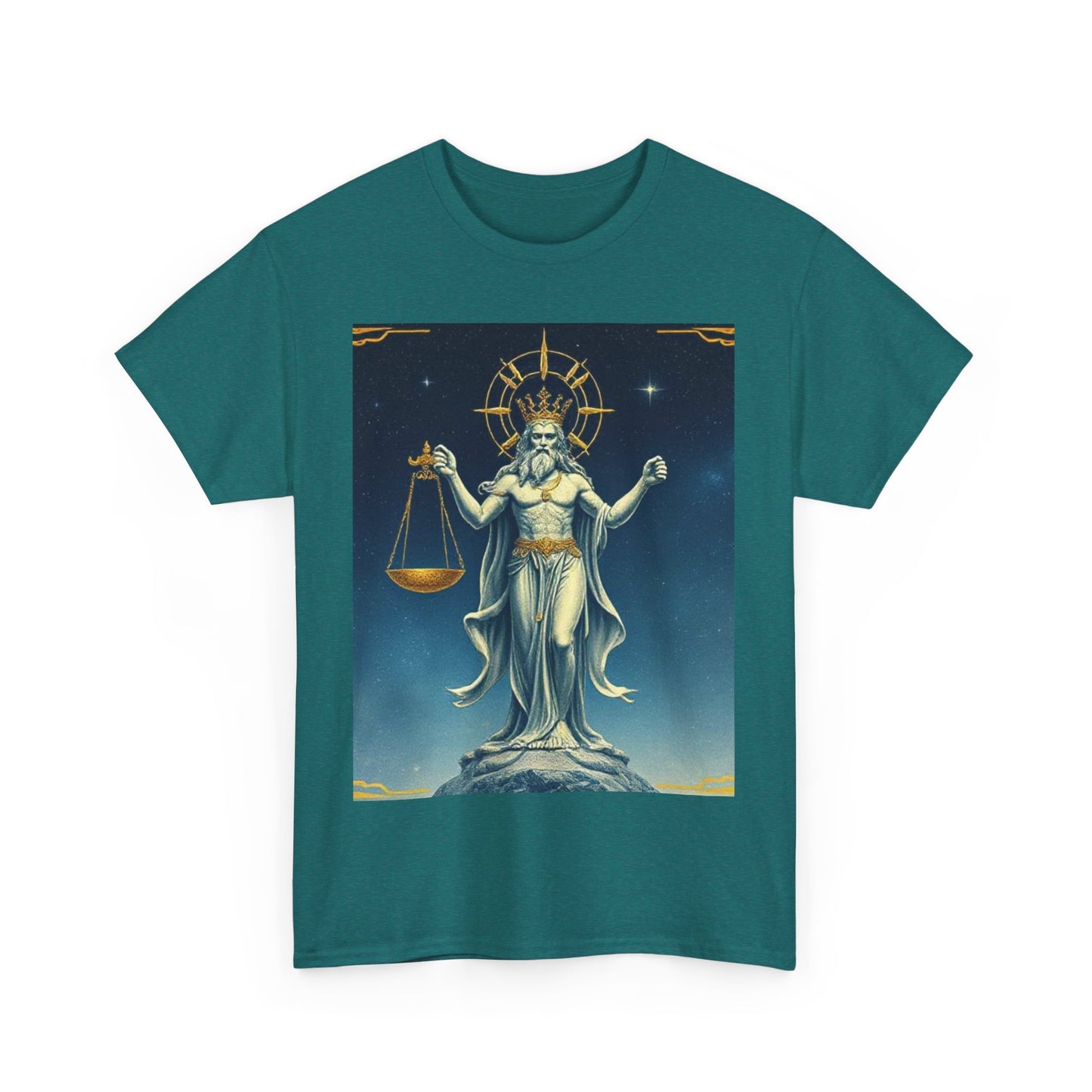 Unisex Heavy Cotton T-Shirt, Space, Libra God, Zodiac Design