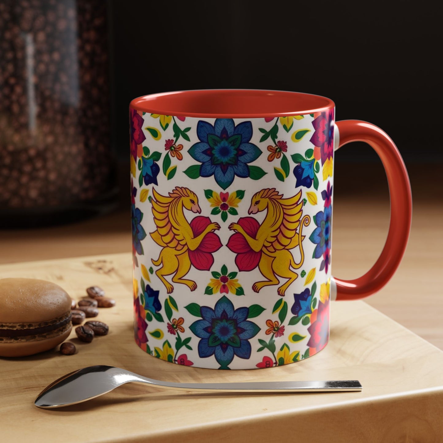 Accent Coffee Mug, Gemini, Zodiac, Flower Pattern, (11, 15oz)