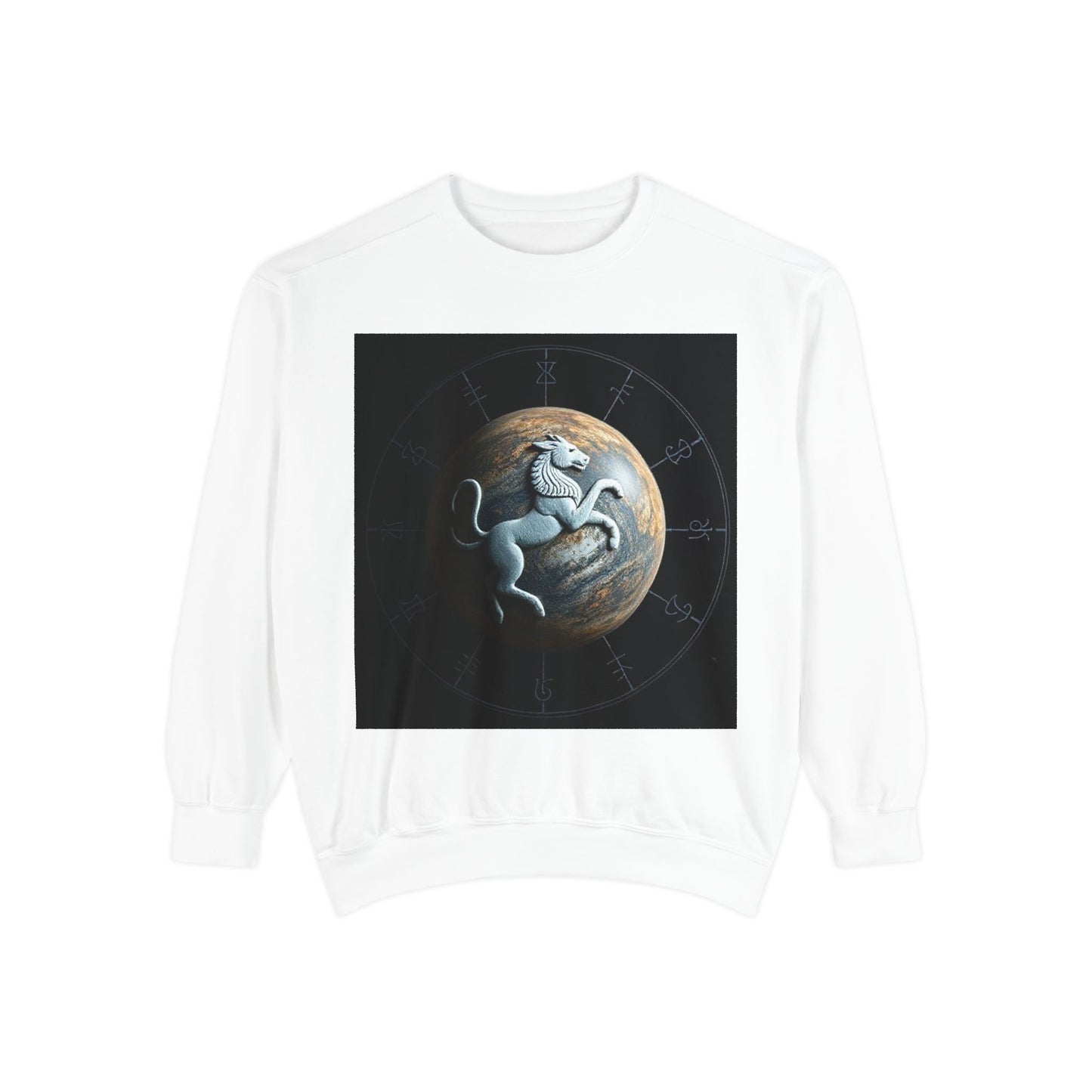 Garment-Dyed Sweatshirt, Unisex, Space Animal Design, Aquarius