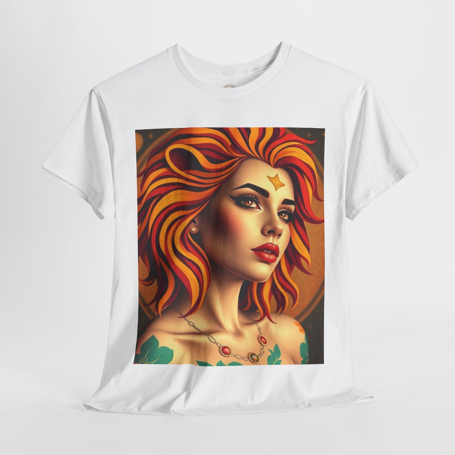Unisex Heavy Cotton T-Shirt, Leo, Zodiac v3, Sexy Art