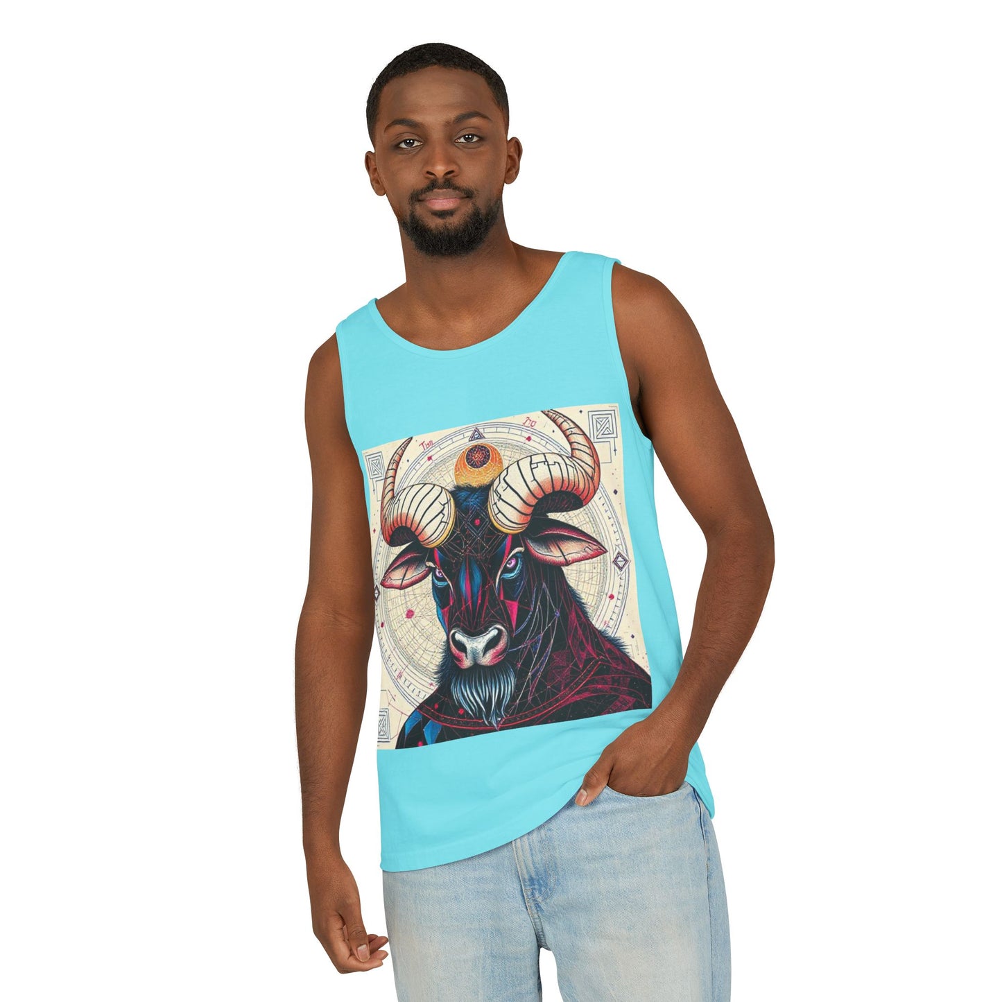 Unisex Garment-Dyed, Tank Top, Taurus Design, Pop Art, 100% US cotton