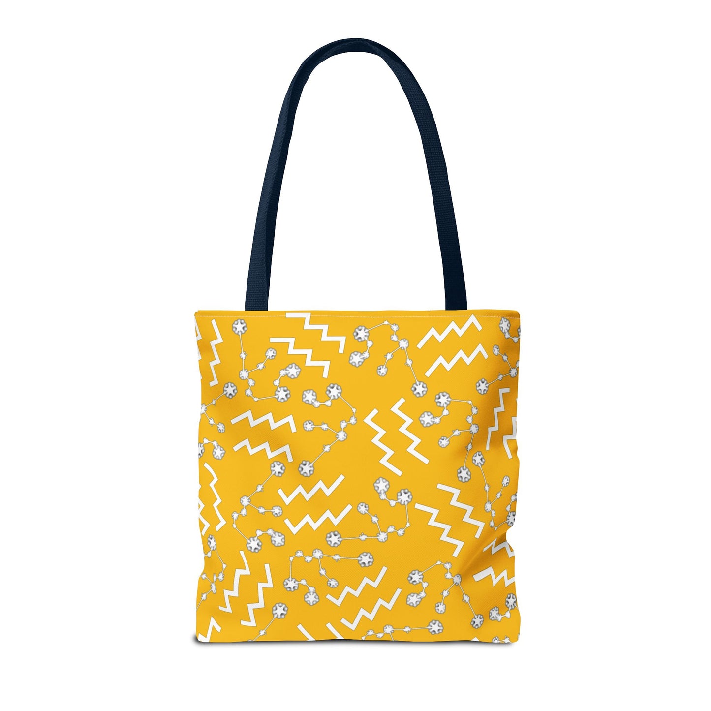 Tote Bag, Aquarius Zodiac Sign, AOP, (Yellow, White)