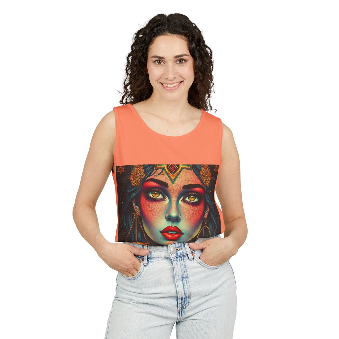 Unisex Garment-Dyed, Tank Top, Libra Design, Pop Art, 100% US cotton