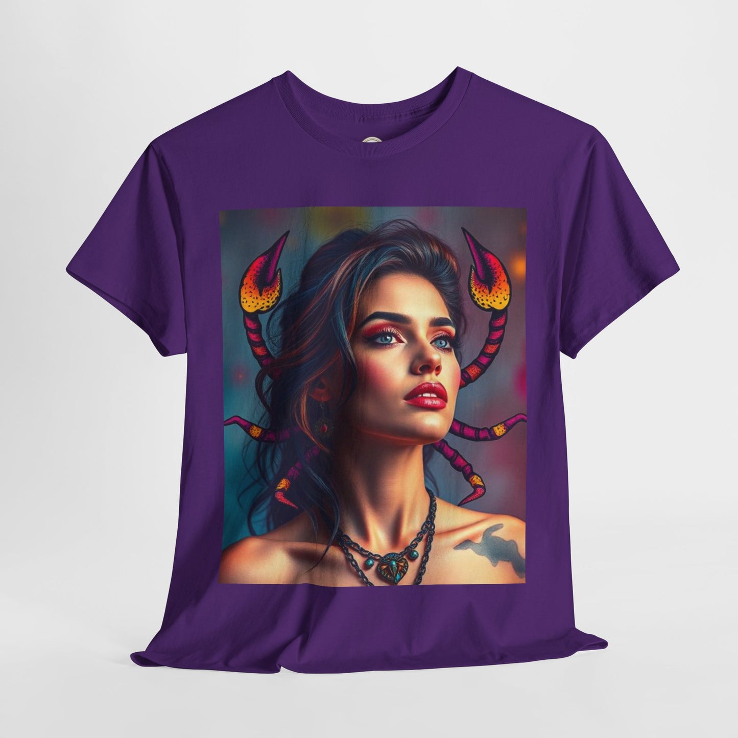 Unisex Heavy Cotton T-Shirt, Scorpio, Zodiac v2, Sexy Art