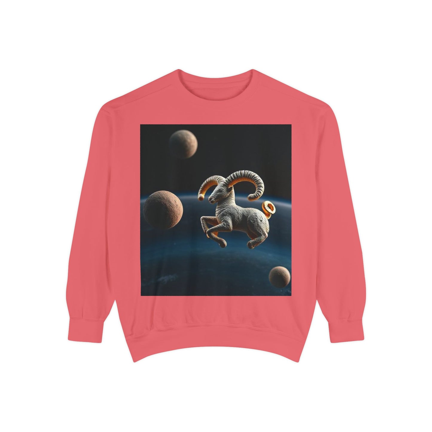 Garment-Dyed Sweatshirt, Unisex, Space Animal Design v1, Aries