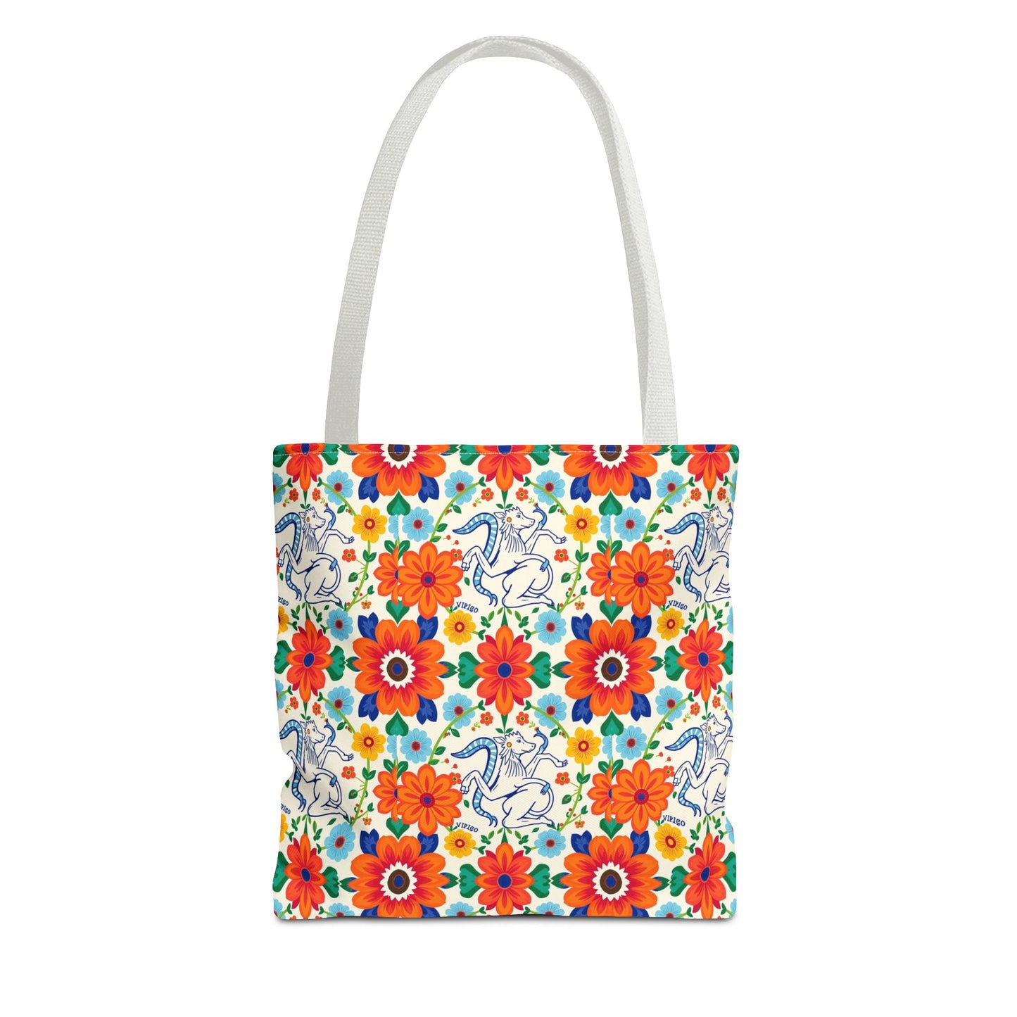 Tote Bag (AOP), Virgo, Zodiac v1, Flower Pattern
