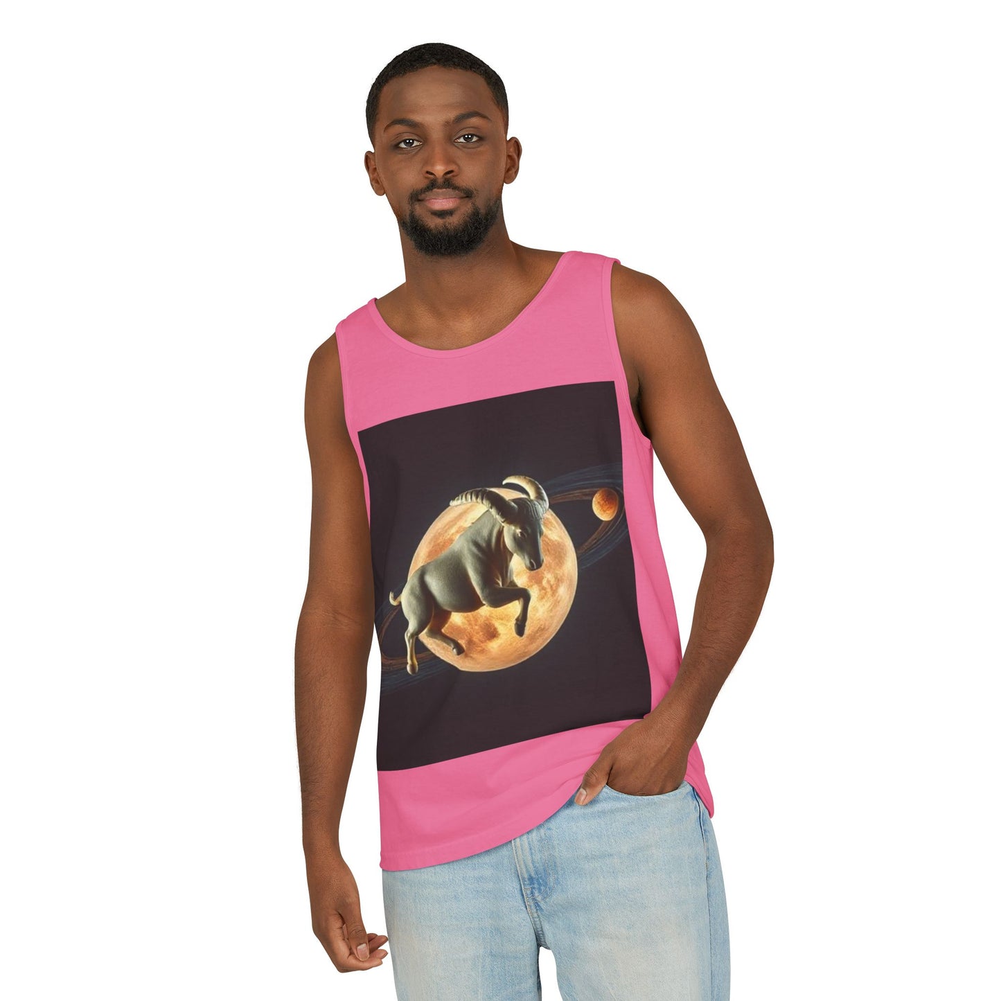 Unisex Garment-Dyed, Tank Top, Taurus Design, Planet Animal, 100% US cotton