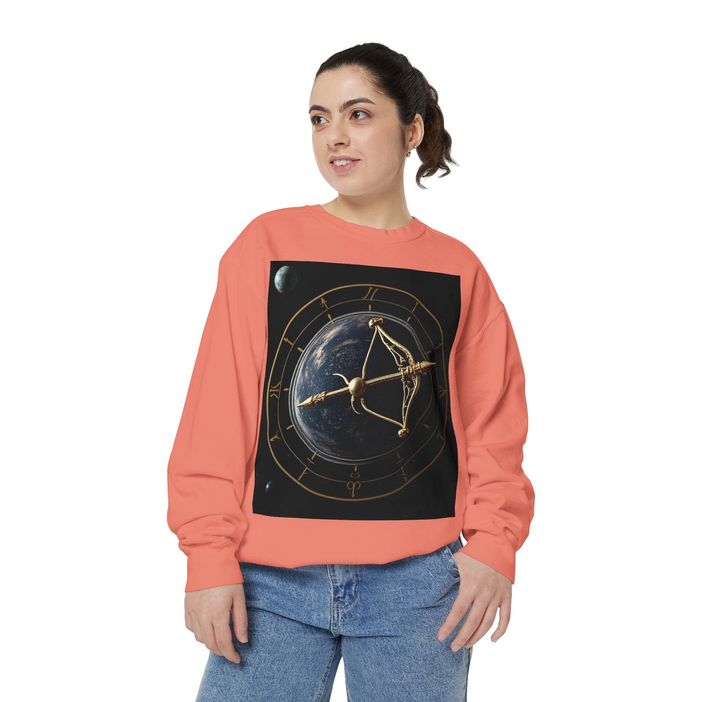 Garment-Dyed Sweatshirt, Unisex, Space Symbol Design v1, Sagittarius