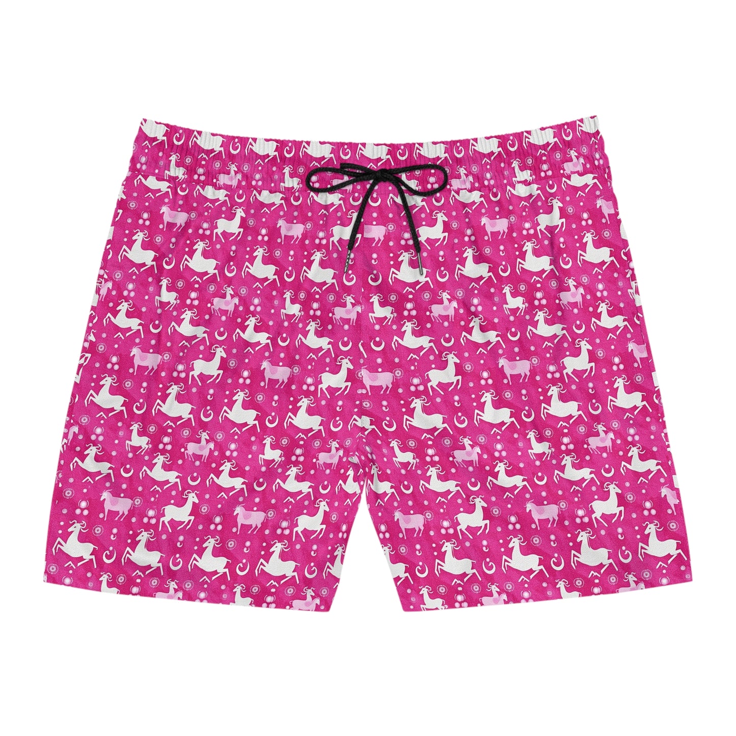 Men's Mid-Length Swim Shorts, (AOP), Capricorn, Zodiac v2, Bubble Pattern