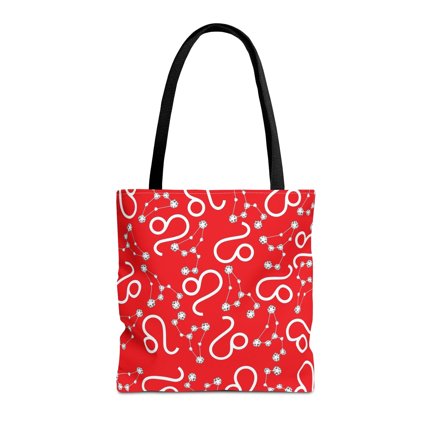 Tote Bag, Leo Zodiac Sign, AOP, (Red, White)
