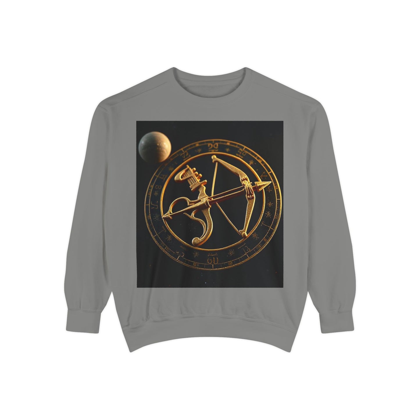 Garment-Dyed Sweatshirt, Unisex, Space Symbol Design, Sagittarius