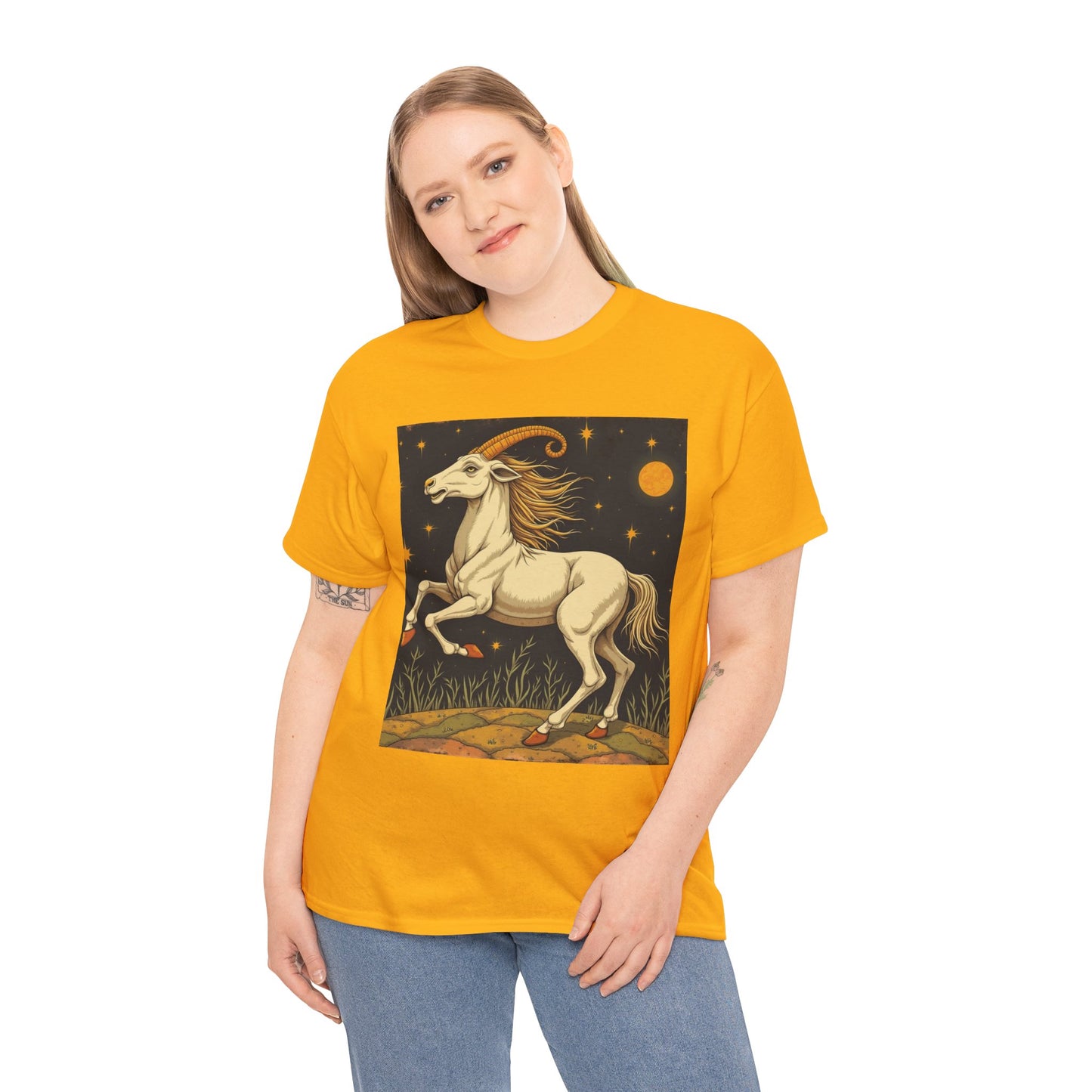 Unisex Heavy Cotton T-Shirt, Aries Animal, Zodiac Design