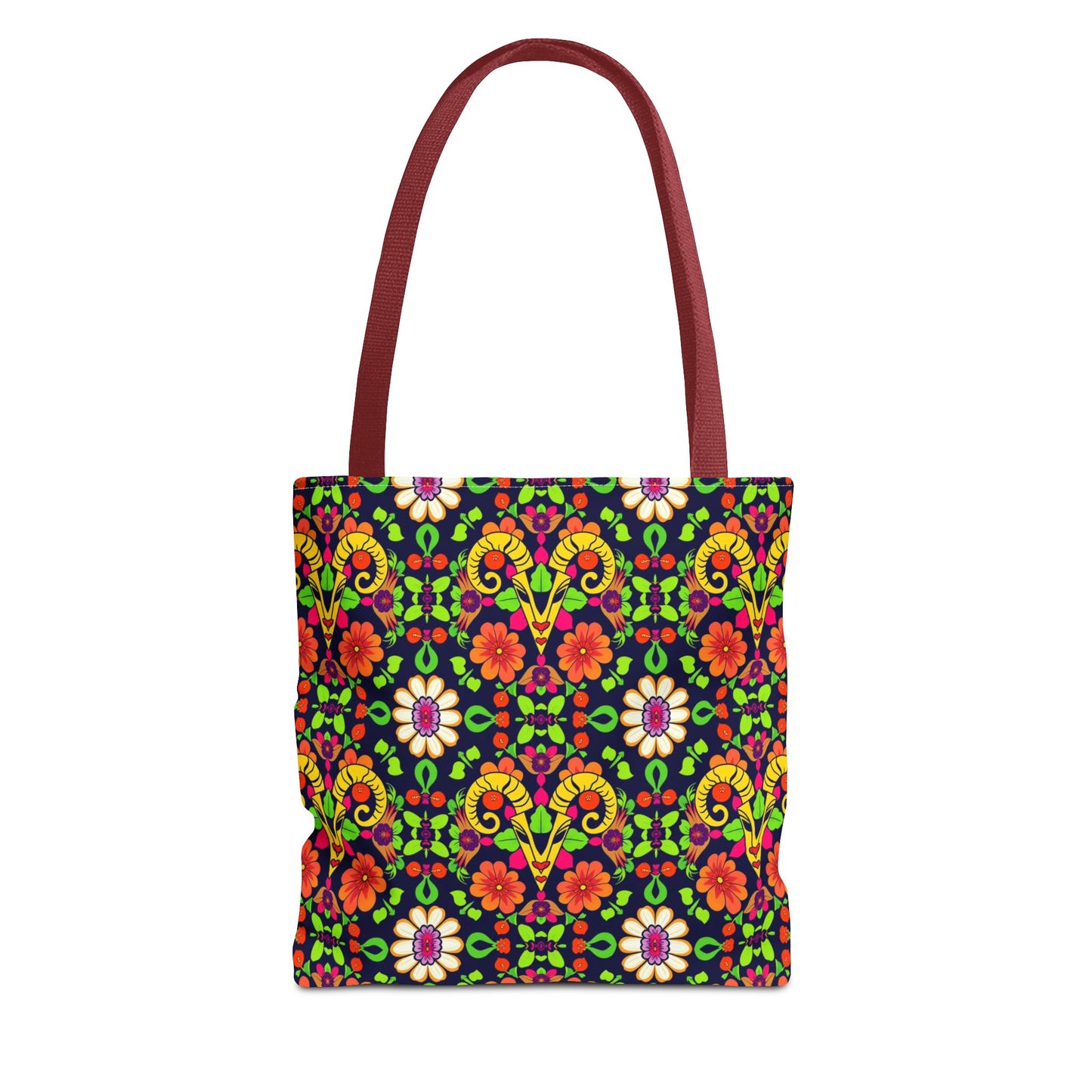 Tote Bag (AOP), Aries, Zodiac, Flower Pattern