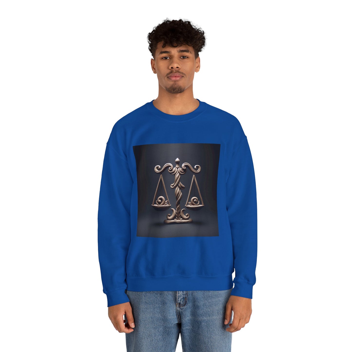 Unisex Heavy Blend™ Crewneck Sweatshirt, Brown Scale, Libra Zodiac Design
