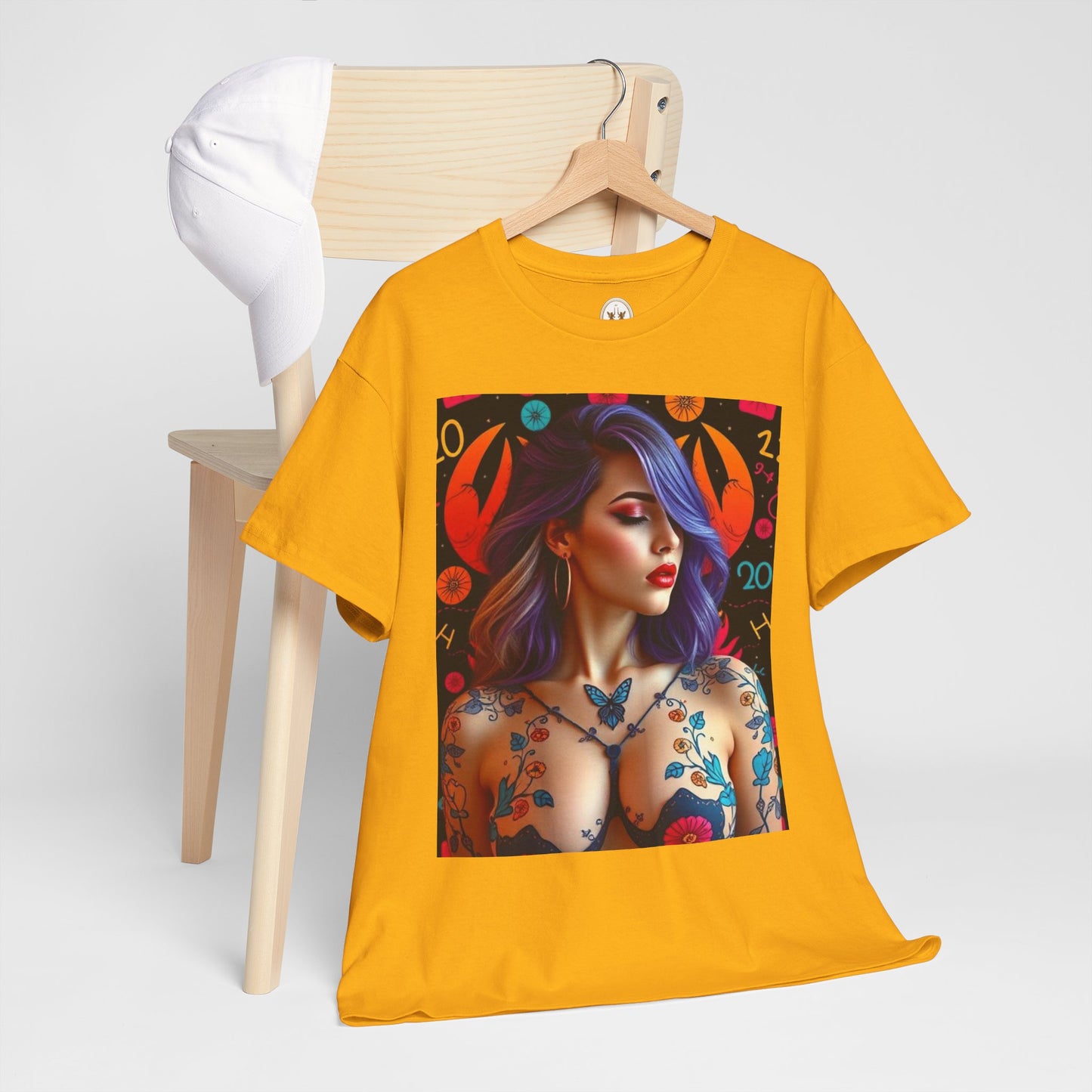 Unisex Heavy Cotton T-Shirt, Cancer, Zodiac, Sexy Art