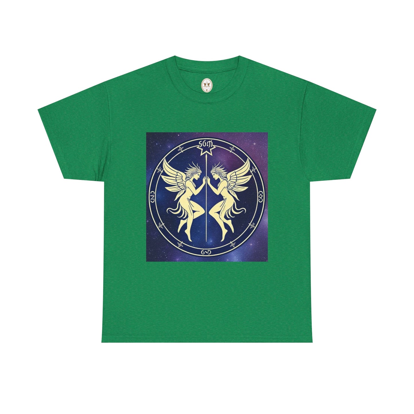 Unisex Heavy Cotton T-Shirt, Space Angel Twins, Gemini Zodiac Design