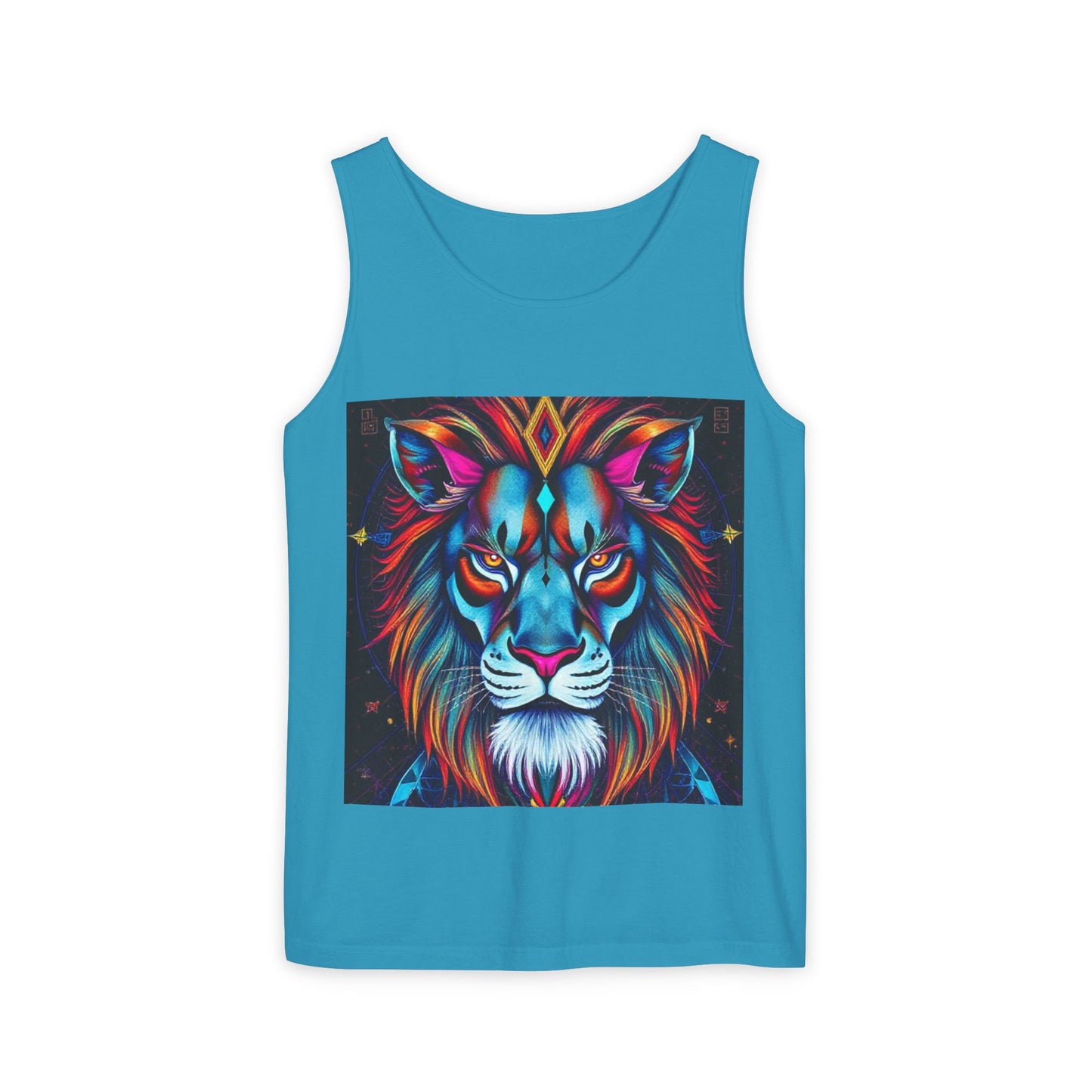 Unisex Garment-Dyed, Tank Top, Leo, Pop Art v1, 100% US cotton