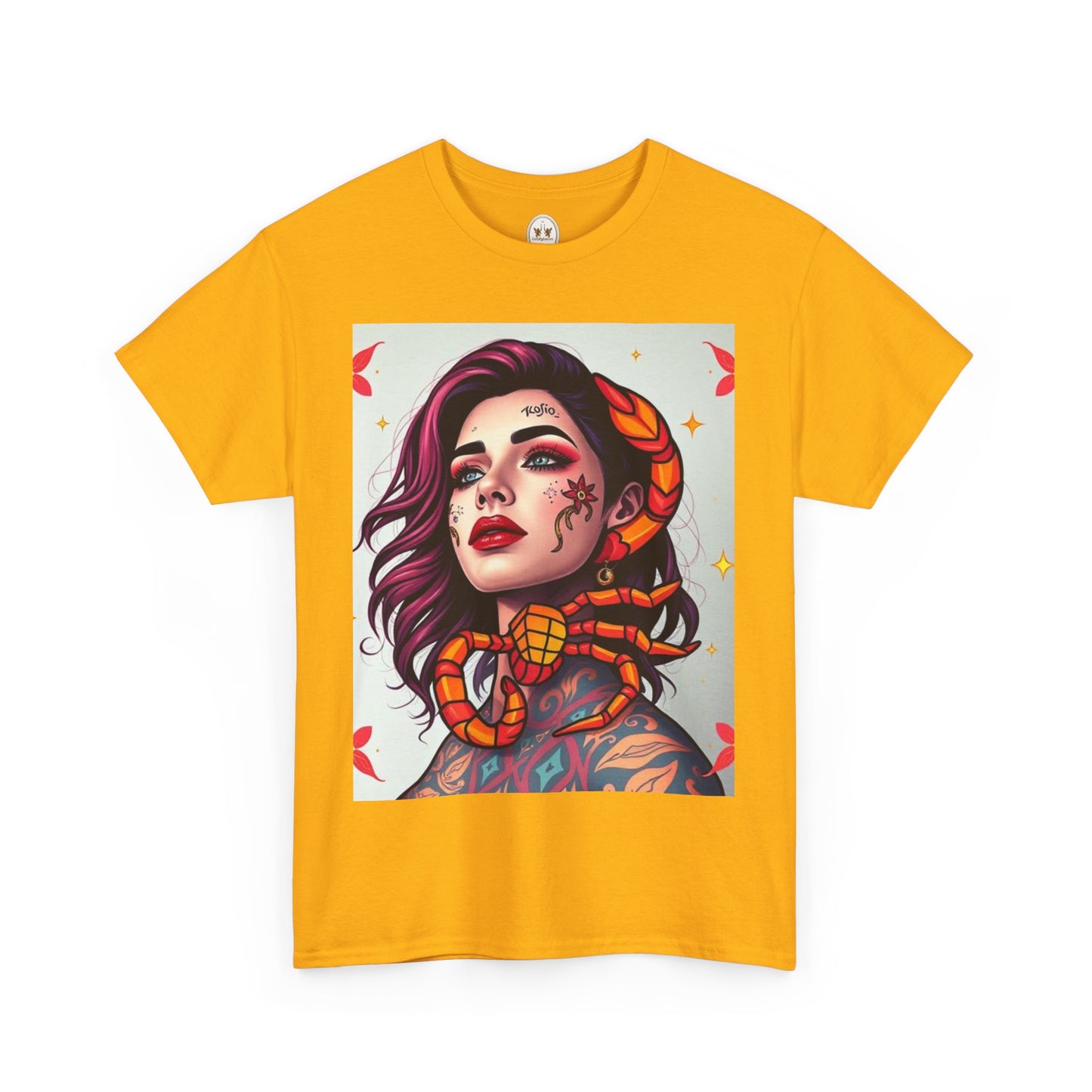 Unisex Heavy Cotton T-Shirt, Scorpio, Zodiac v3, Sexy Art