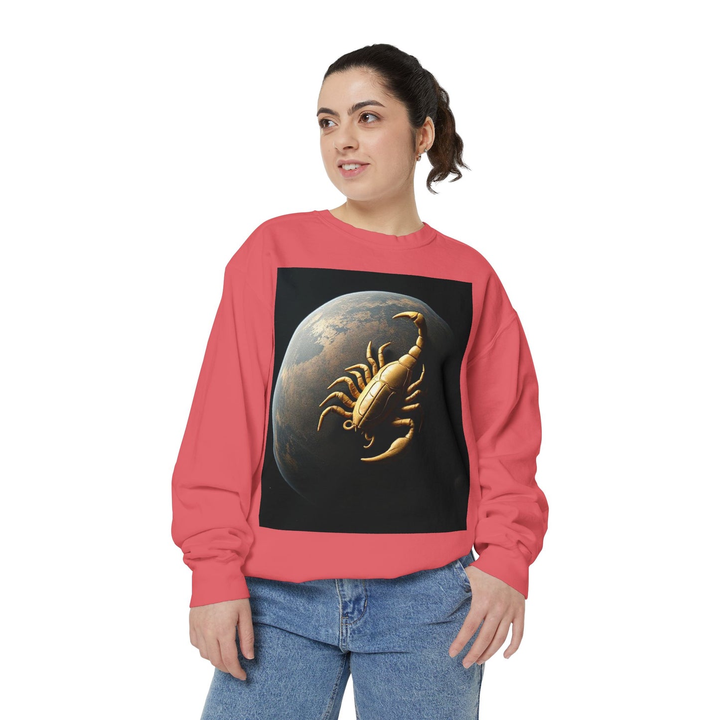 Garment-Dyed Sweatshirt, Unisex, Space Animal Design v1, Scorpio