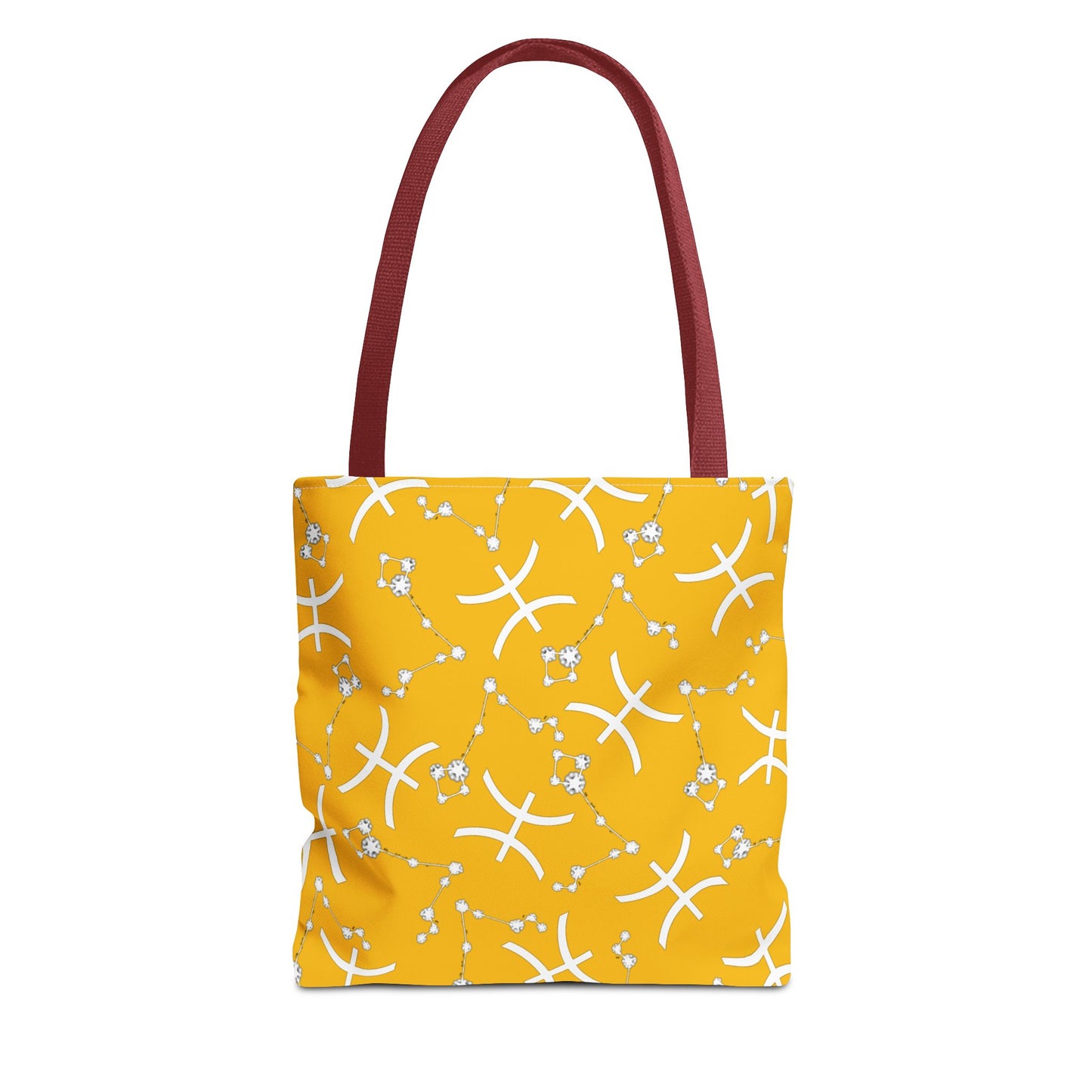Tote Bag, Pisces Zodiac Sign, AOP, (Yellow, White)
