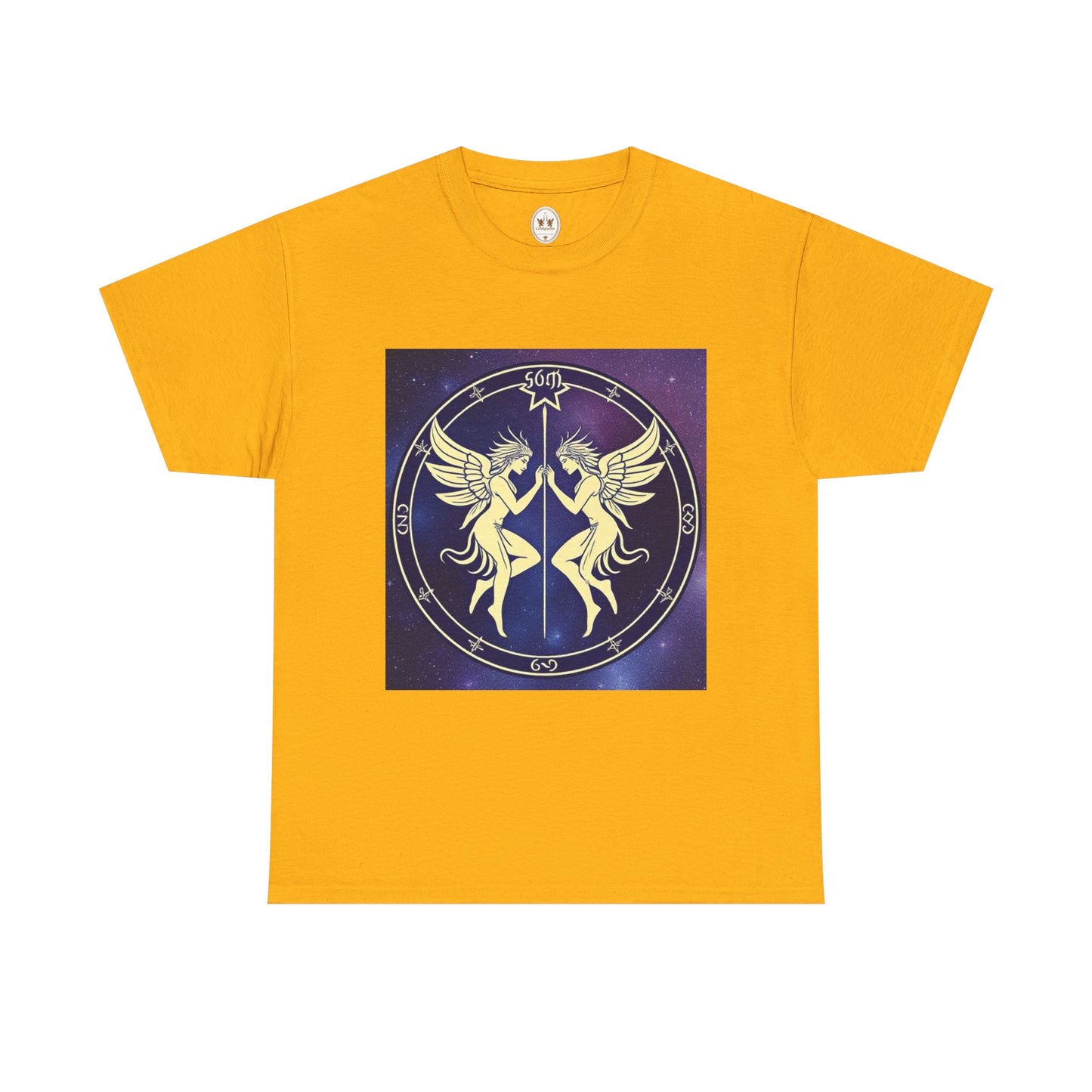 Unisex Heavy Cotton T-Shirt, Space Angel Twins v1, Gemini Zodiac Design
