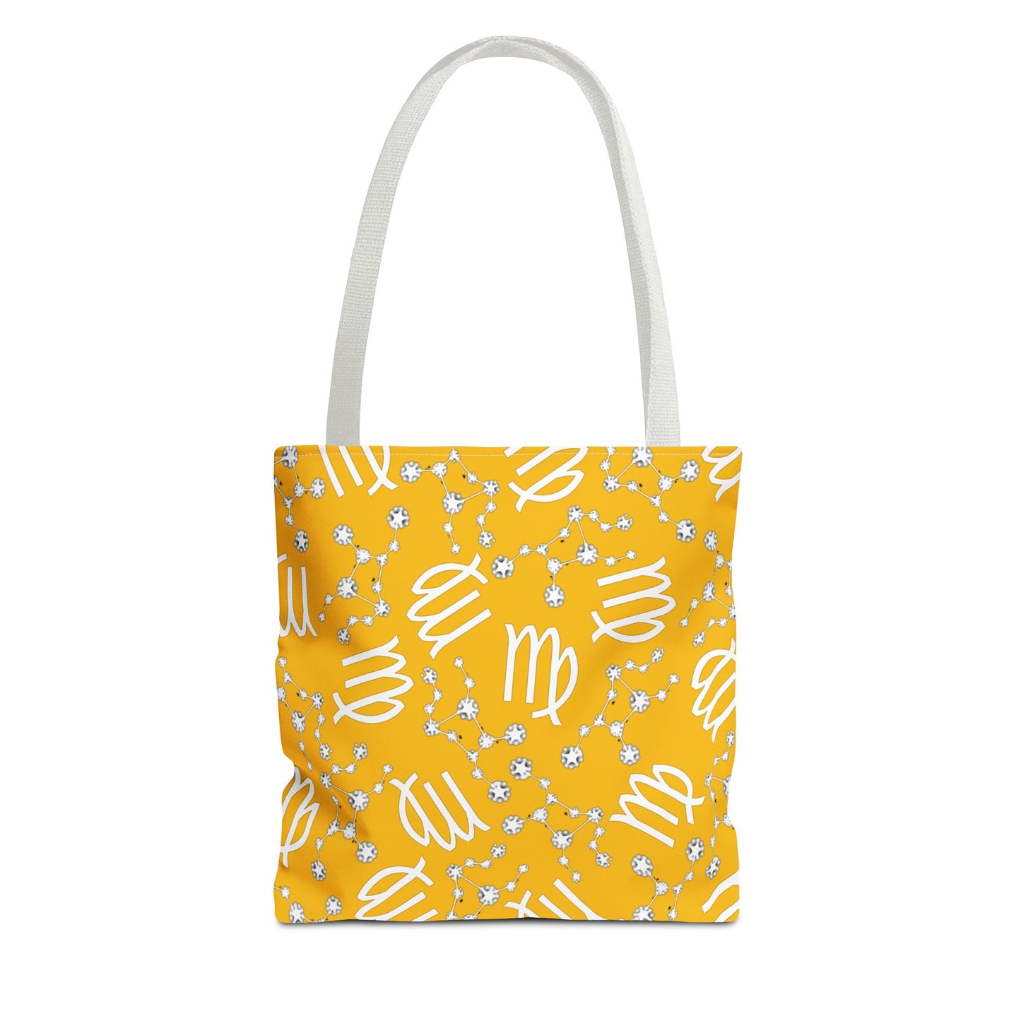 Tote Bag, Virgo Zodiac Sign, AOP, (Yellow White)