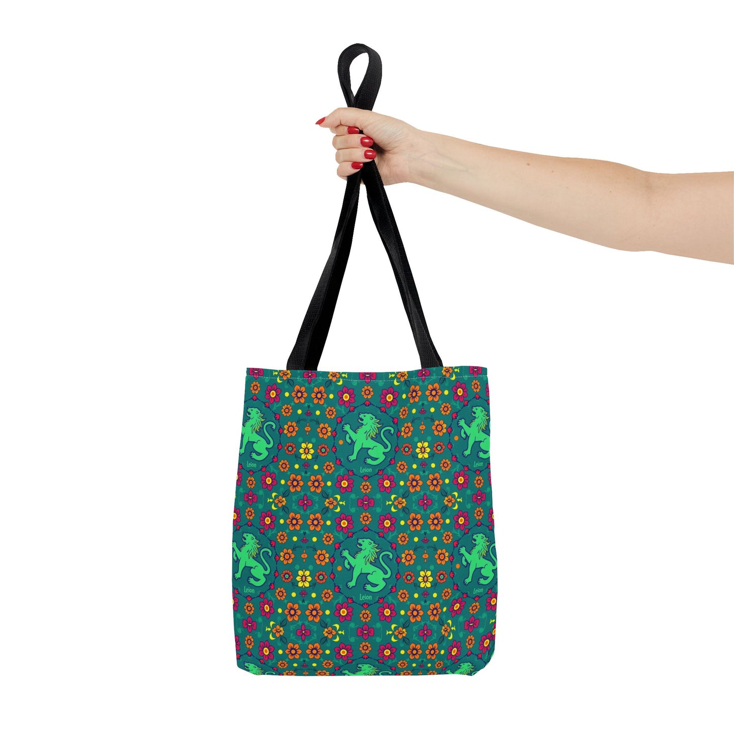 Tote Bag (AOP), Leo, Zodiac v1, Flower Pattern