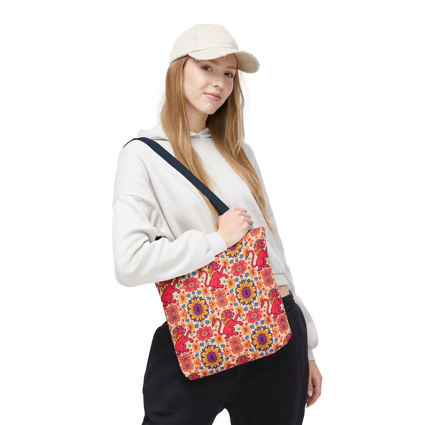 Tote Bag (AOP), Leo, Zodiac v2, Flower Pattern