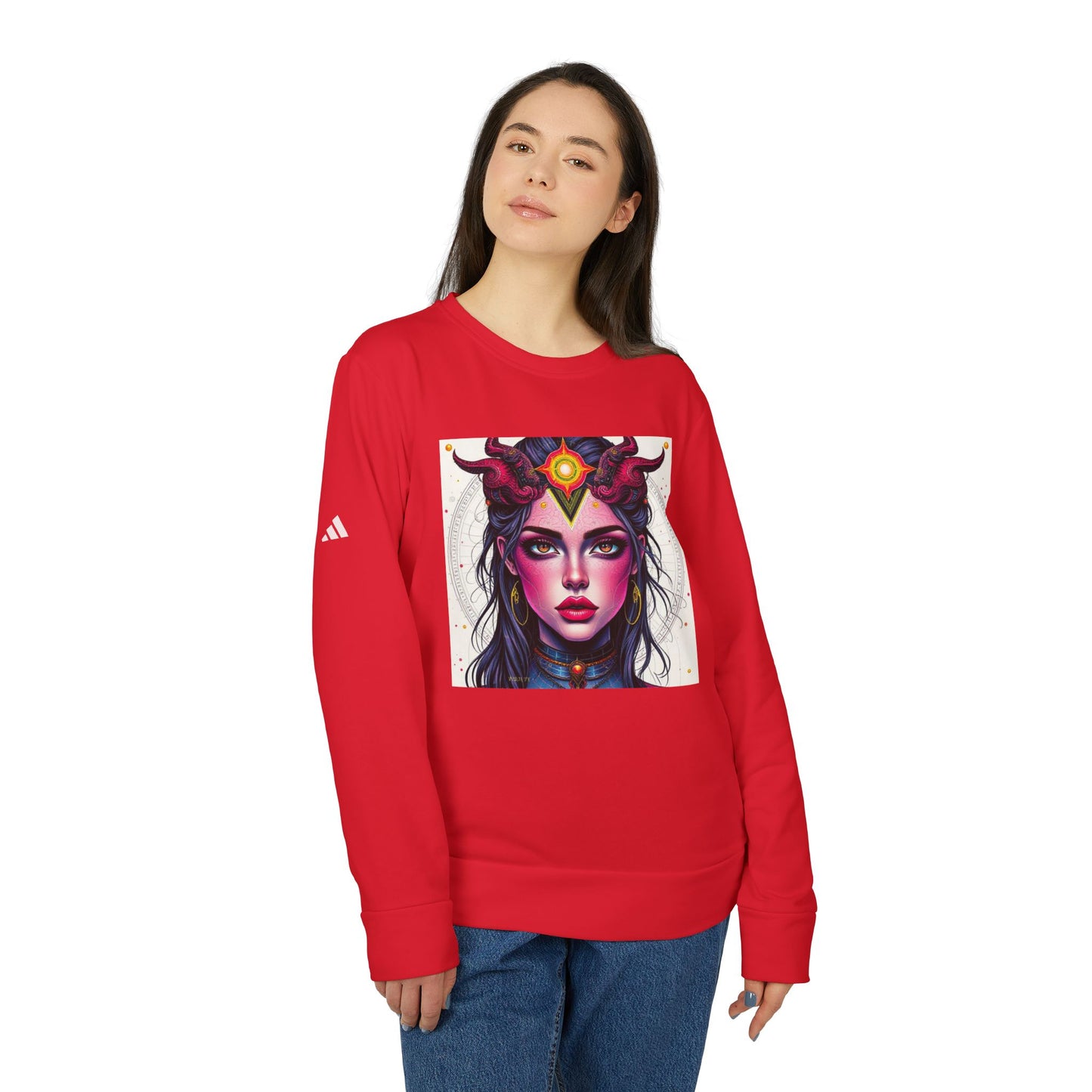 Adidas, Unisex Fleece Crewneck Sweatshirt, Virgo, Pop Art v1, Zodiac