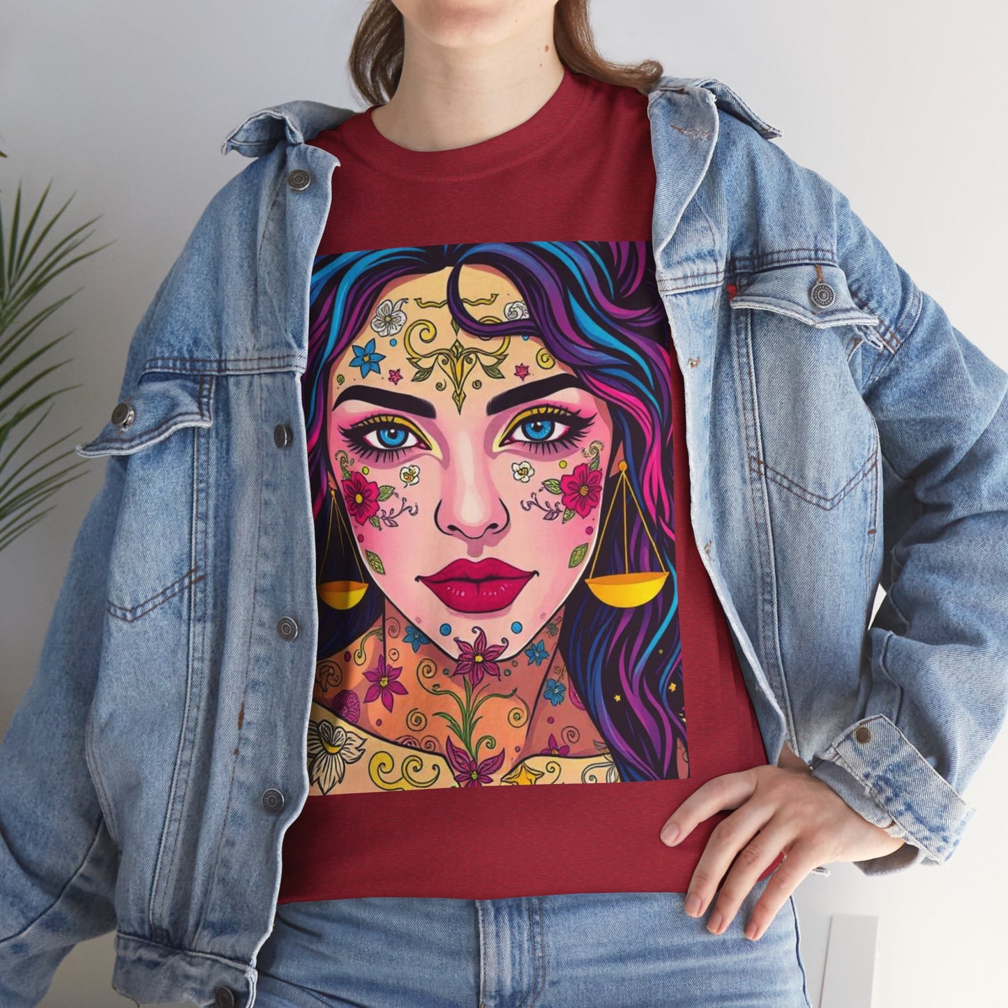 Unisex Heavy Cotton T-Shirt, Libra, Zodiac v4, Sexy Art