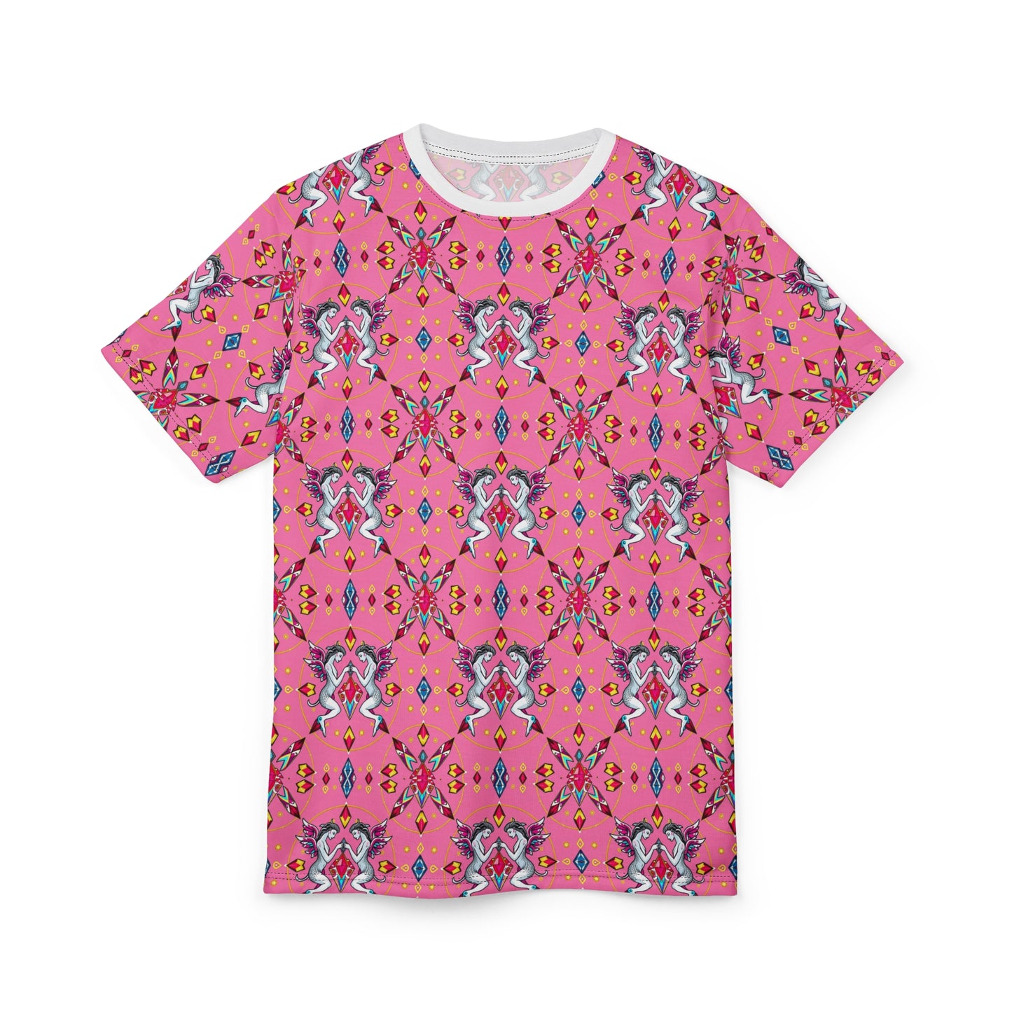 Unisex Cut & Sew T-Shirt, (AOP), Gemini, Zodiac, Jewels Pattern