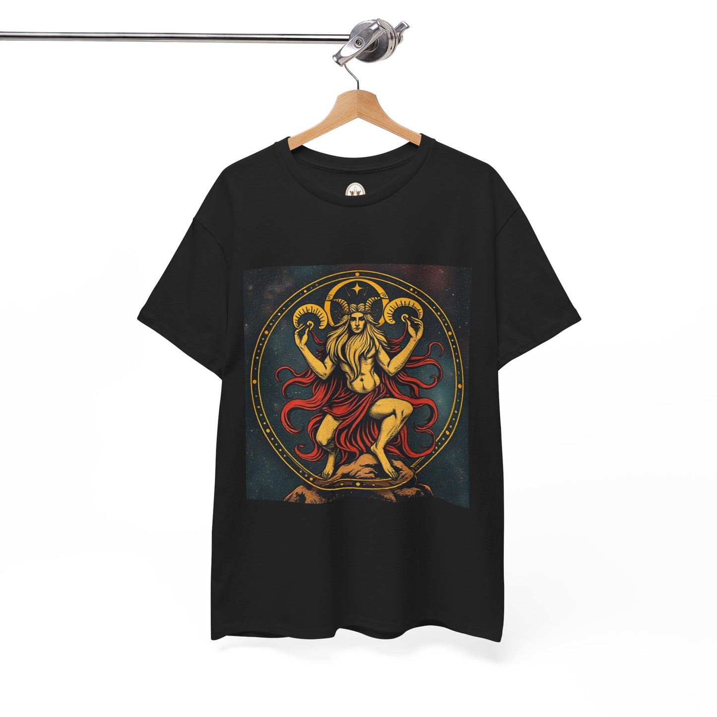 Unisex Heavy Cotton T-Shirt, Aries God 2v, Zodiac Design