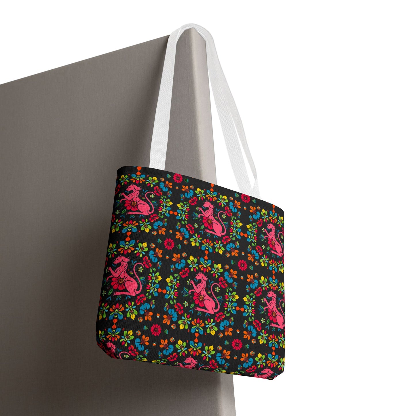 Tote Bag, (AOP), Virgo, Zodiac v6, Flower Pattern