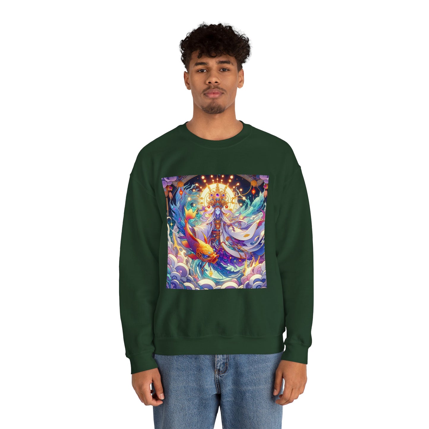 Unisex Heavy Blend™ Crewneck Sweatshirt, Anime Pisces King, Zodiac Design
