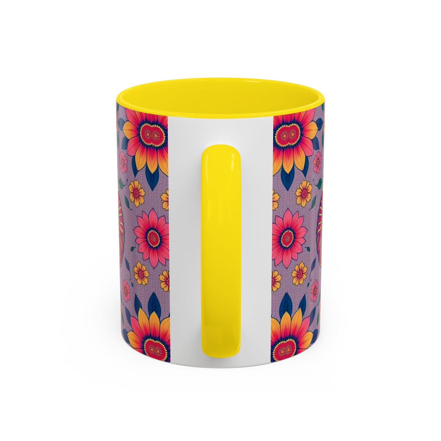 Accent Coffee Mug, Pisces, Zodiac v2, Flower Pattern, (11, 15oz)