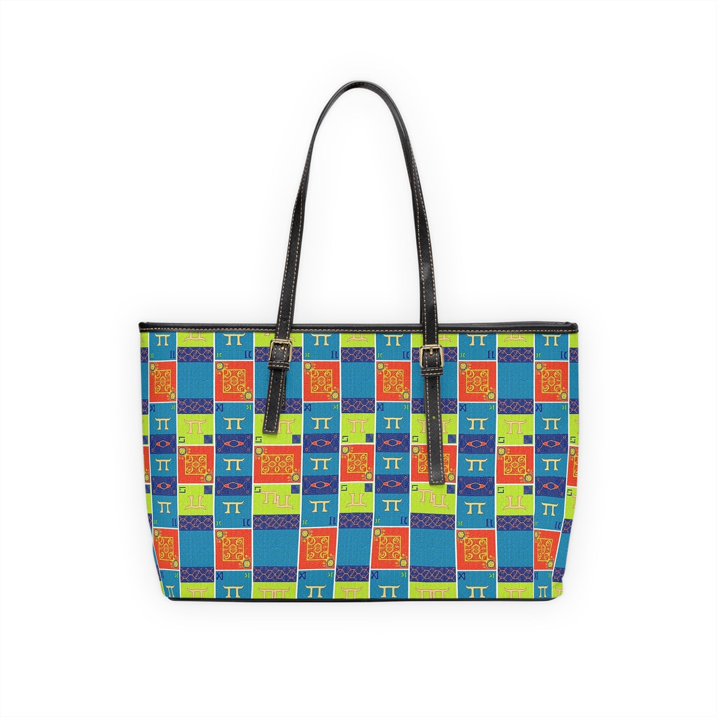 Leather Shoulder Bag, Gemini, Zodiac v1, Shapes Pattern