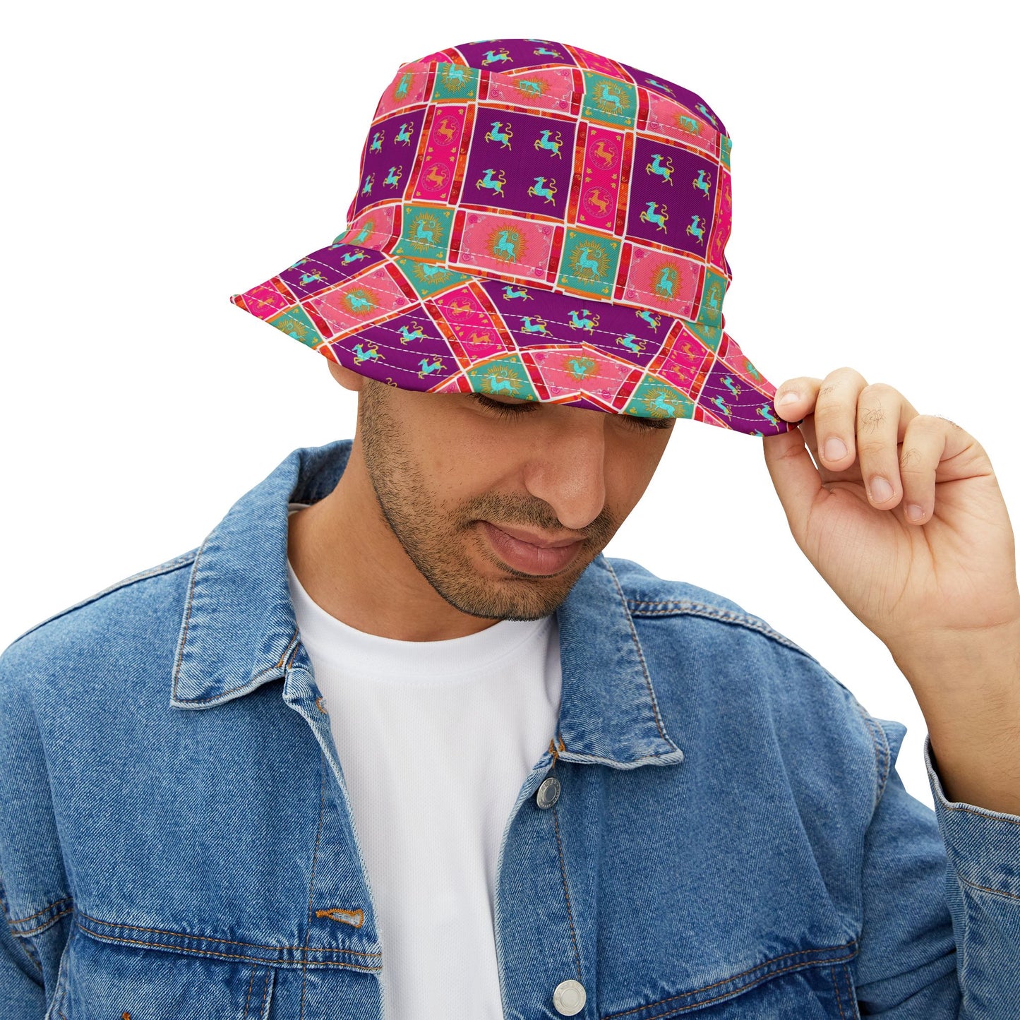 Bucket Hat, (AOP), Capricorn, Zodiac v1, Shape Pattern