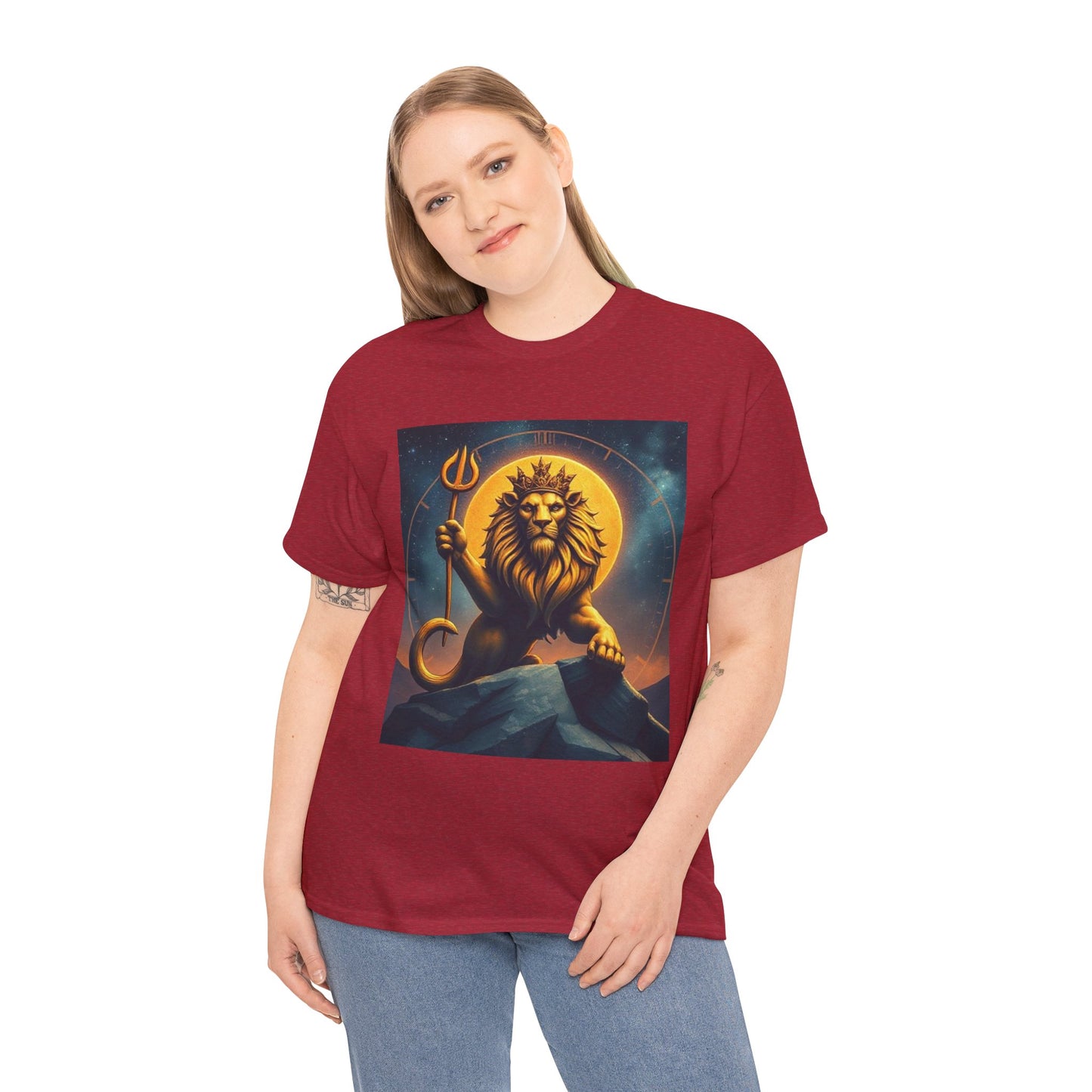 Unisex Heavy Cotton T-Shirt, King of Lions v2, Leo Zodiac Design