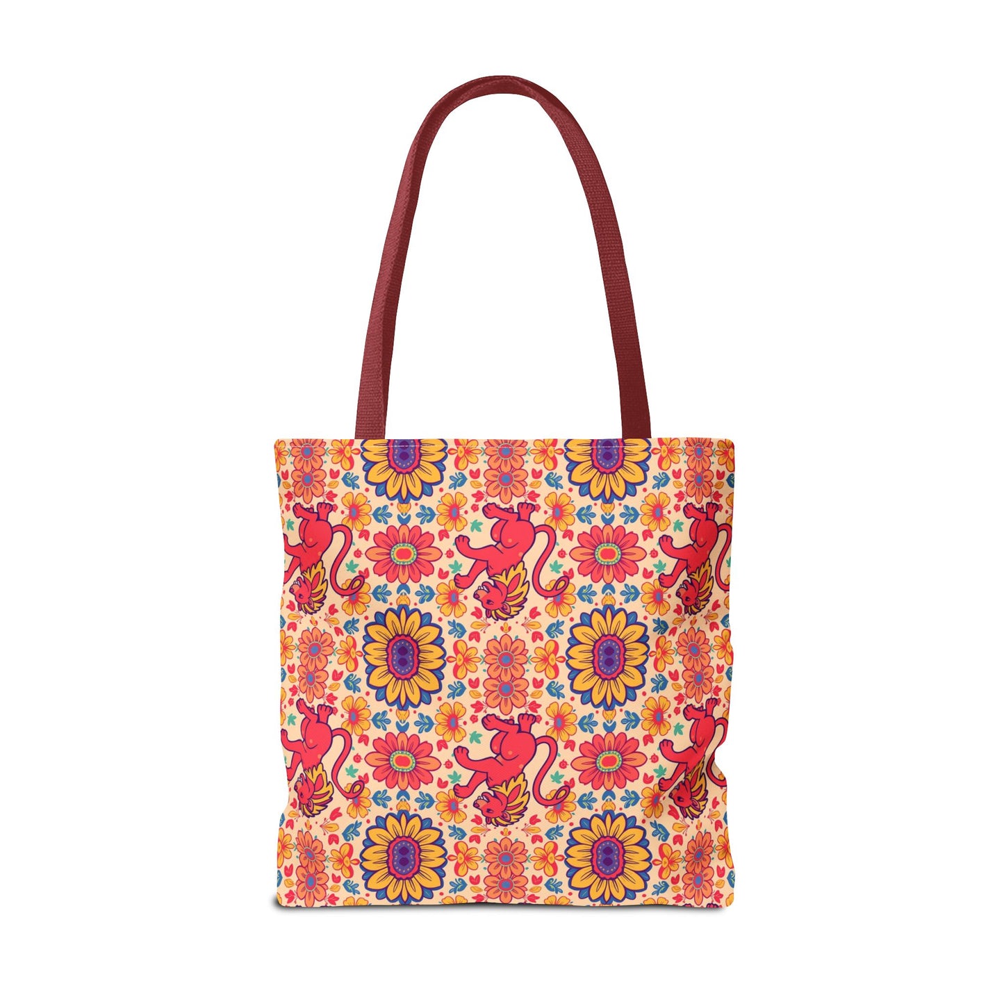 Tote Bag (AOP), Leo, Zodiac v2, Flower Pattern