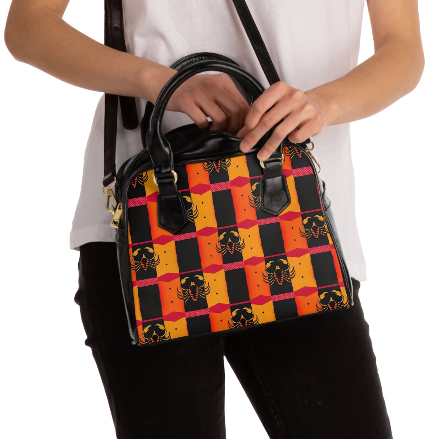 Shoulder Handbag, Scorpio, Zodiac v2, Shapes Pattern