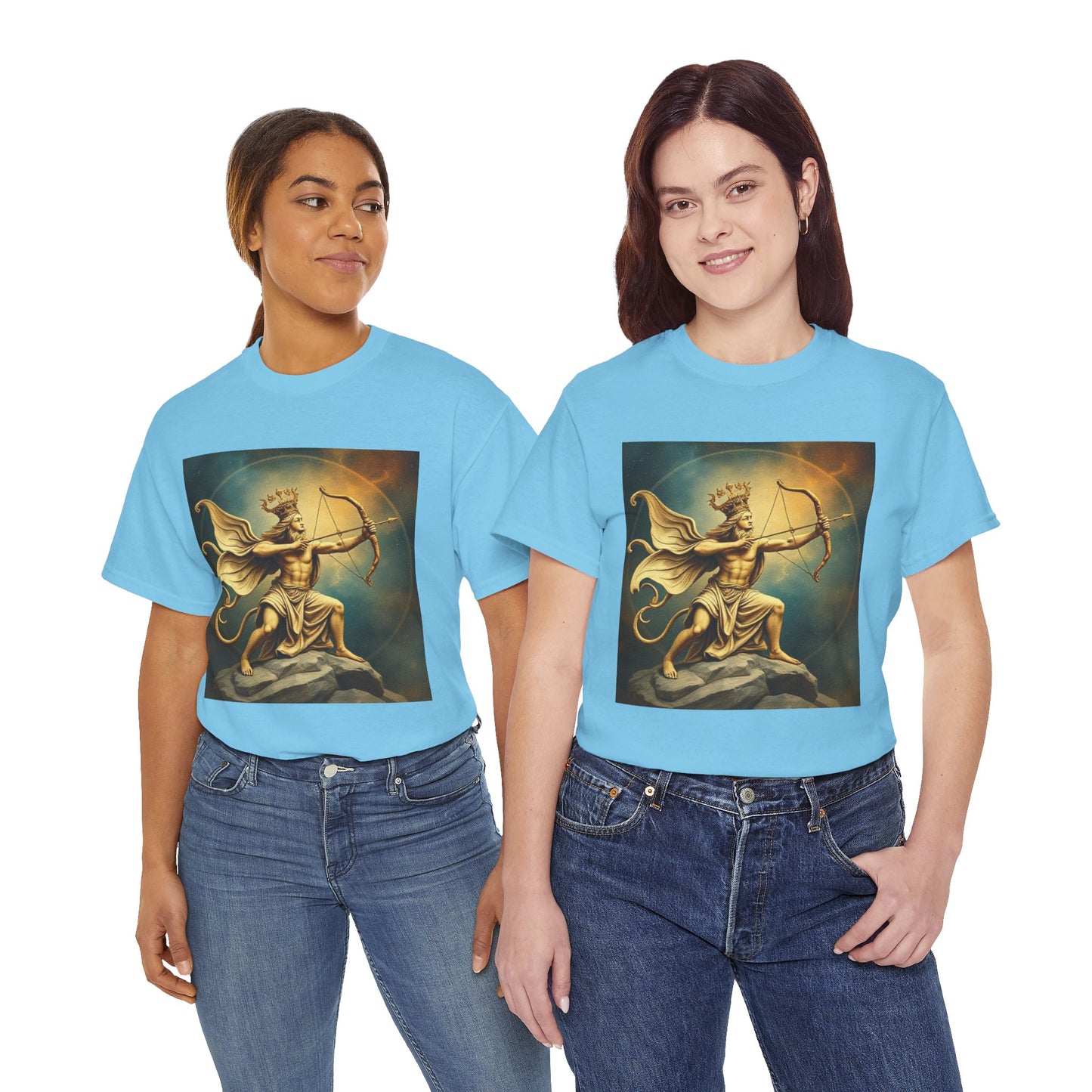 Unisex Heavy Cotton T-Shirt, Sagittarius King, Bow & Arrow v1, Zodiac Design