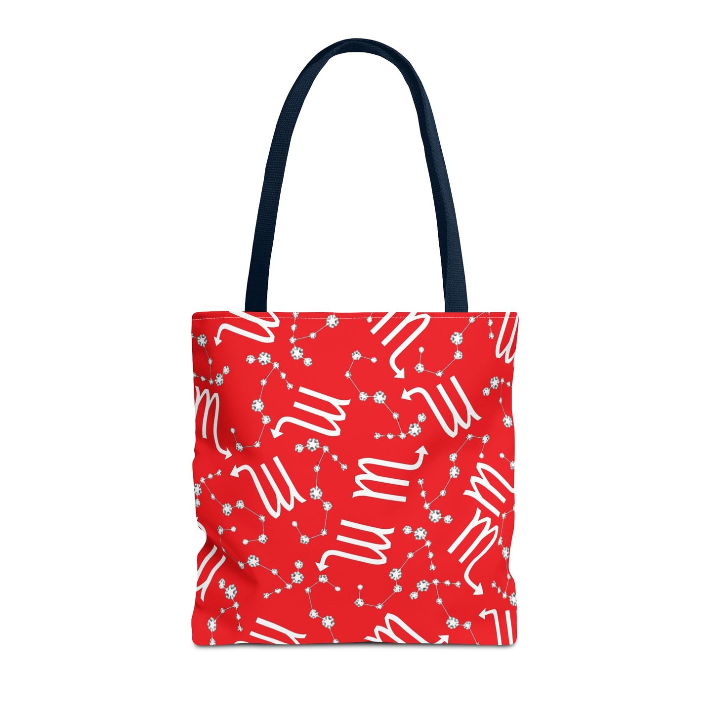 Tote Bag, Scorpio Zodiac Sign, AOP, (Red, White)