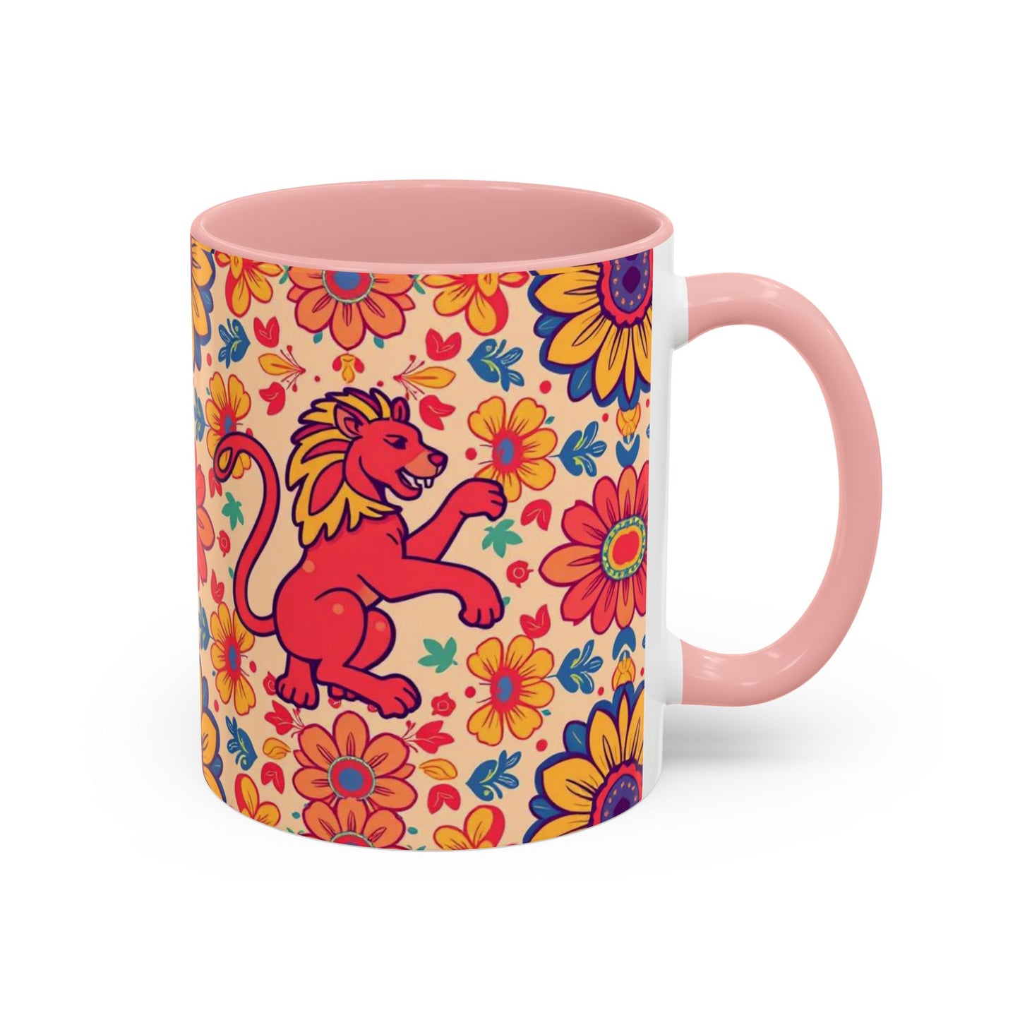 Accent Coffee Mug, Leo, Zodiac, Flower Pattern, (11, 15oz)