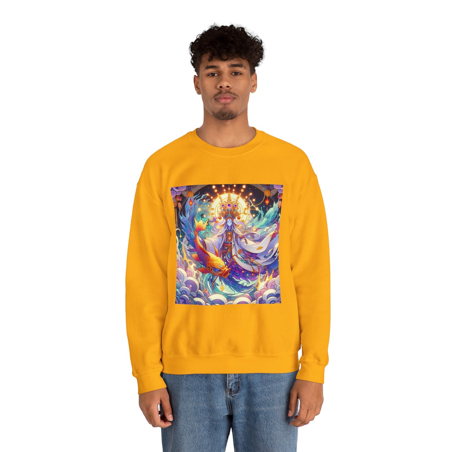Unisex Heavy Blend™ Crewneck Sweatshirt, Anime Pisces King, Zodiac Design